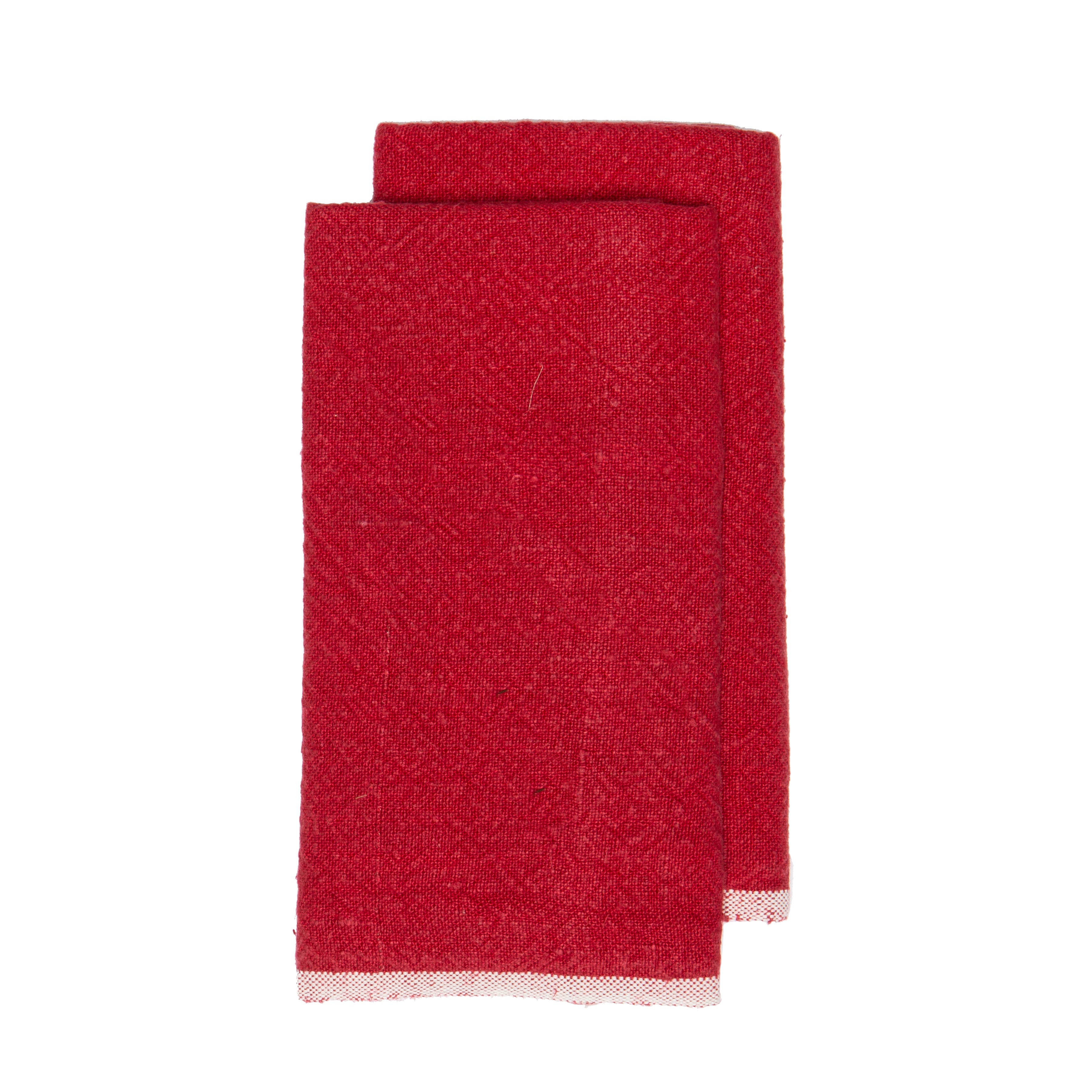 Russo Linen Kitchen Towels - Red - S/2