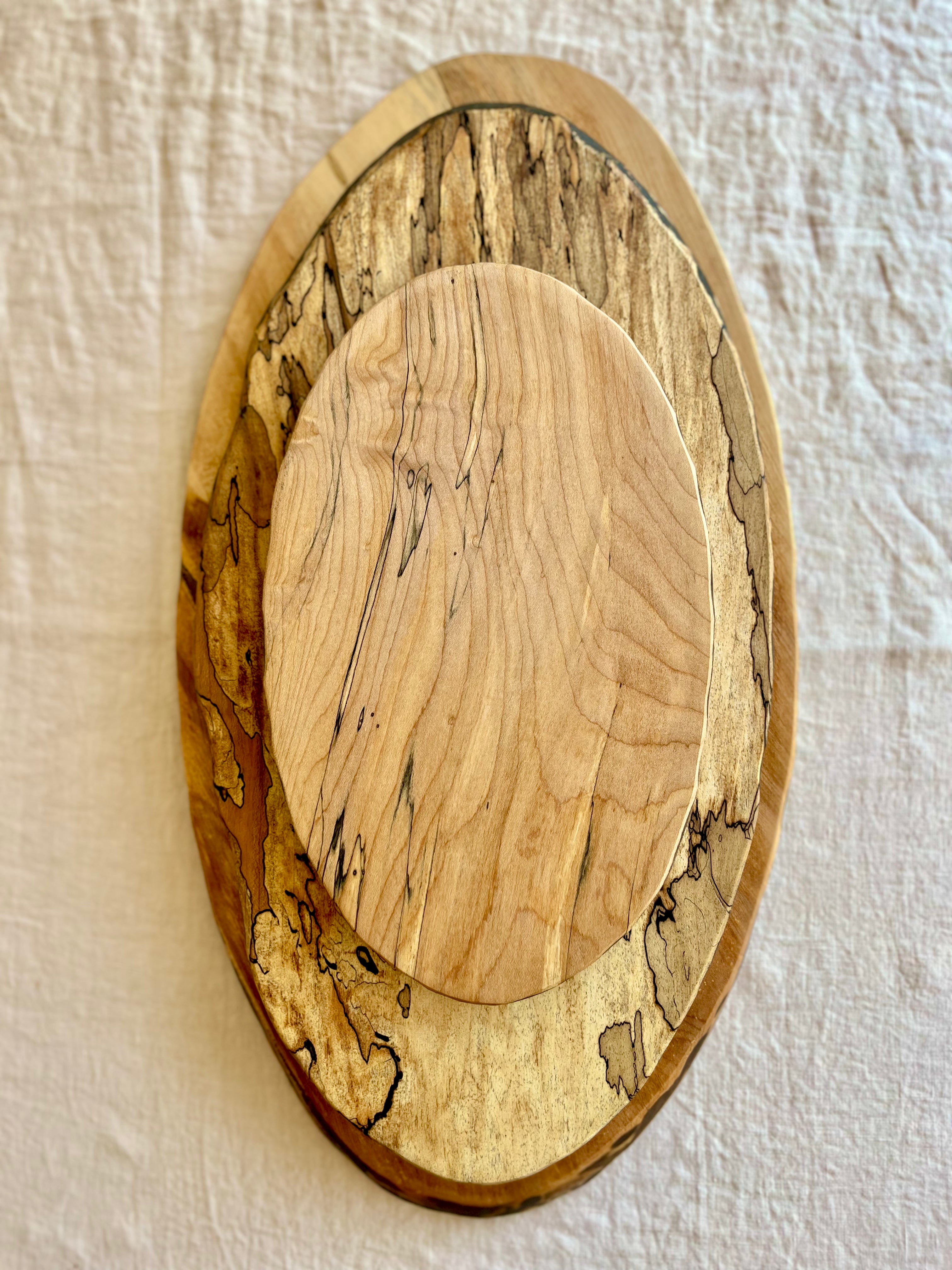 Spalted Maple Wood Board - Oval - Multiple Sizes