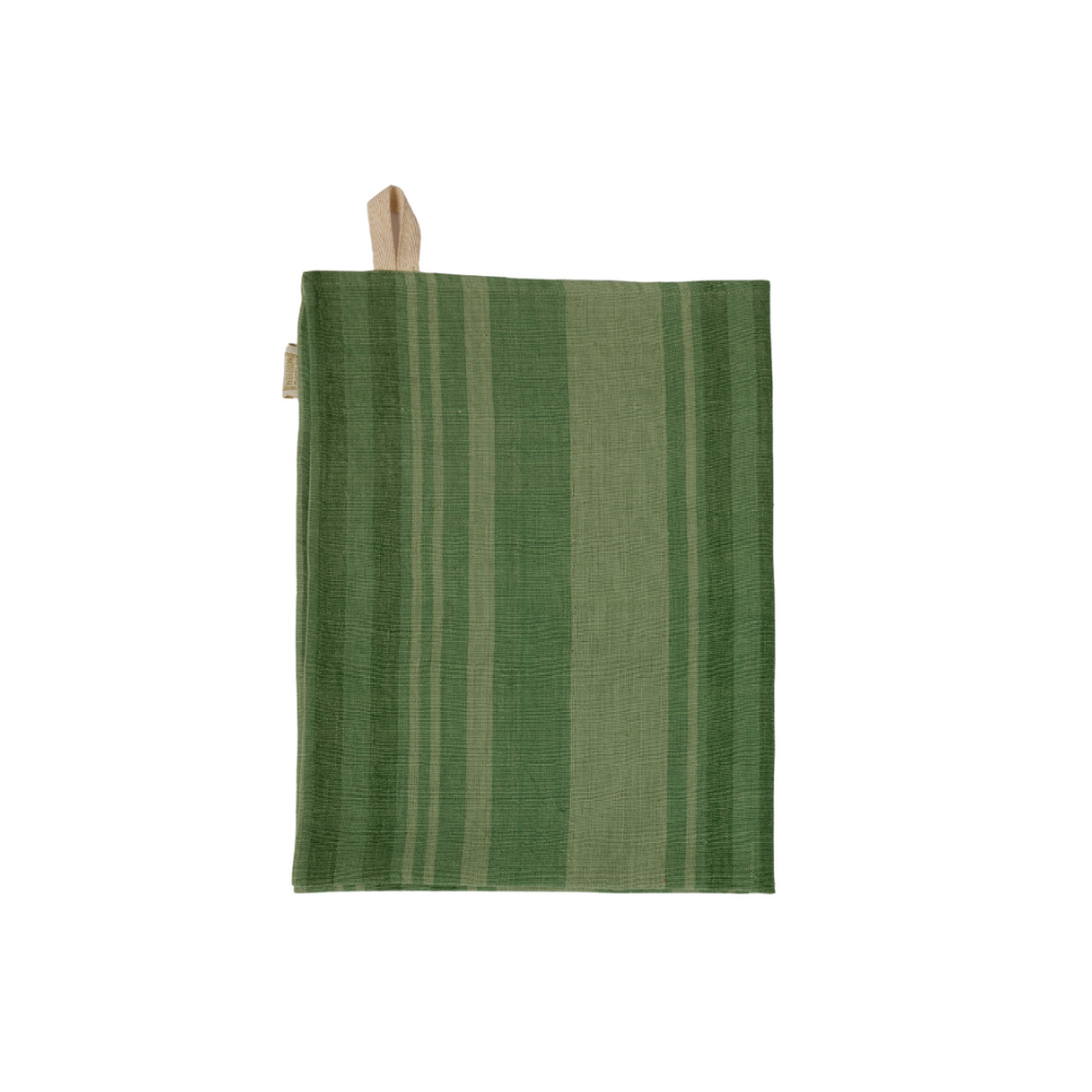 Mara Tea Towel - Green Stipe