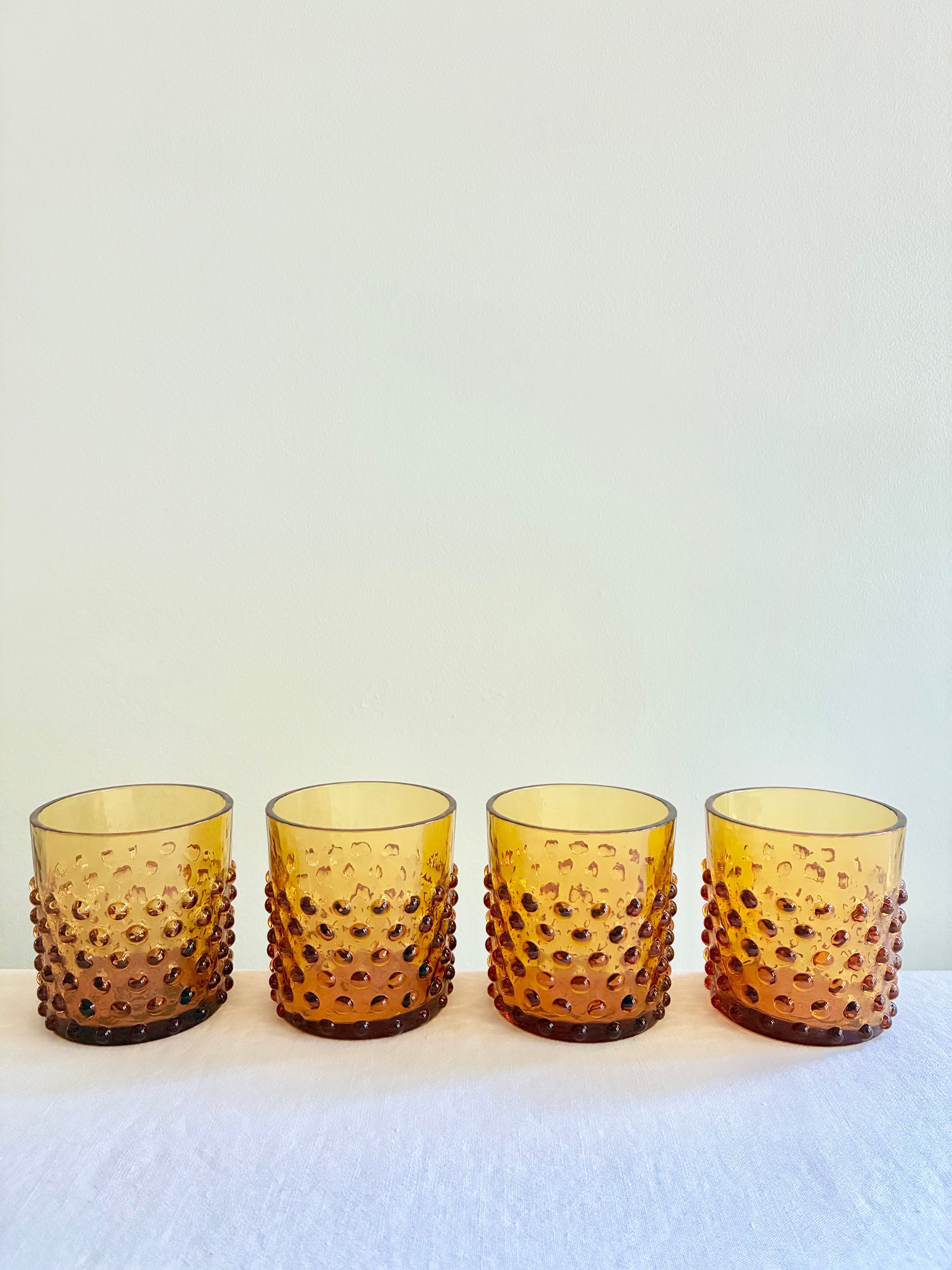 Hobnail Whiskey Glass S/4 - Amber
