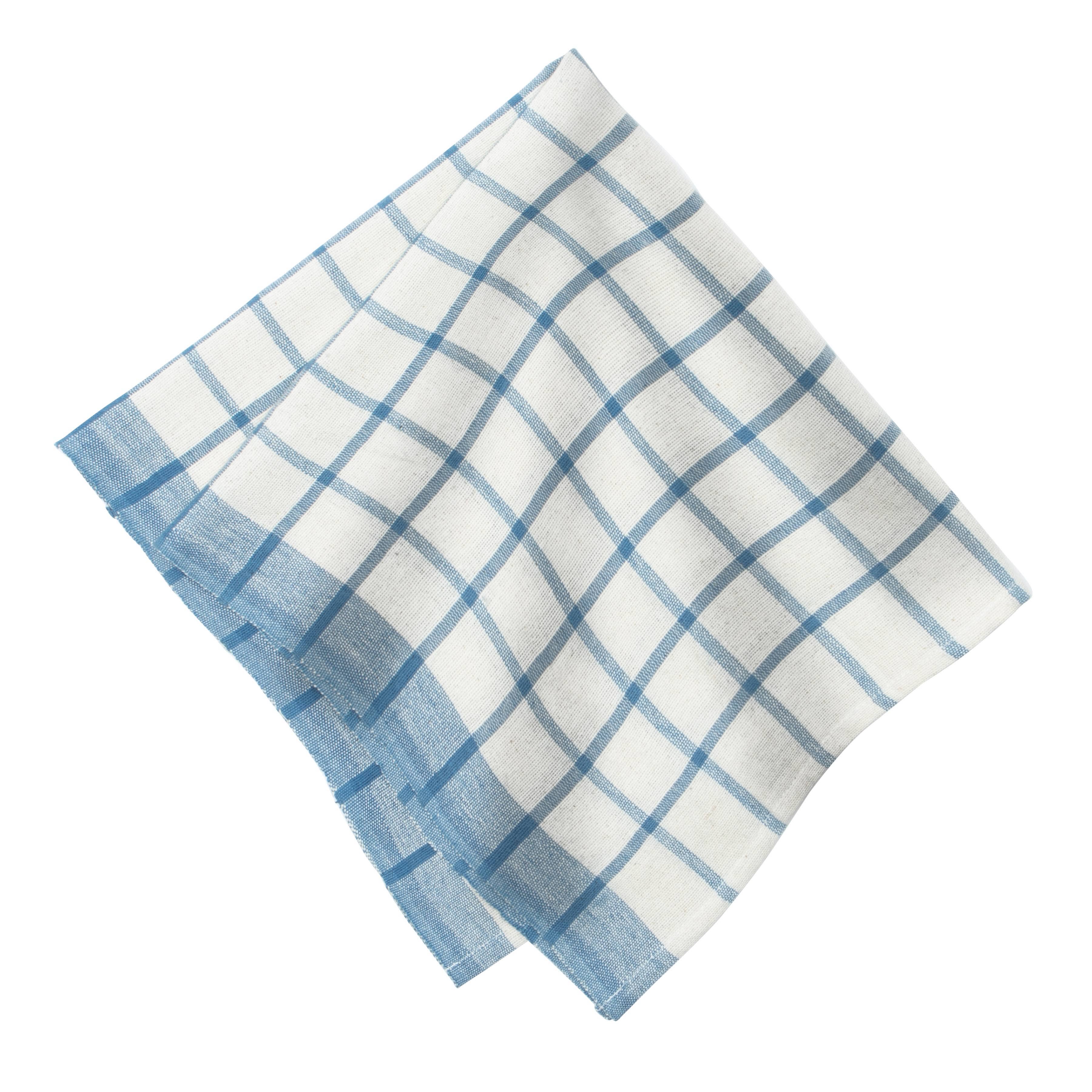 Blue Windowpane Napkins - S/4