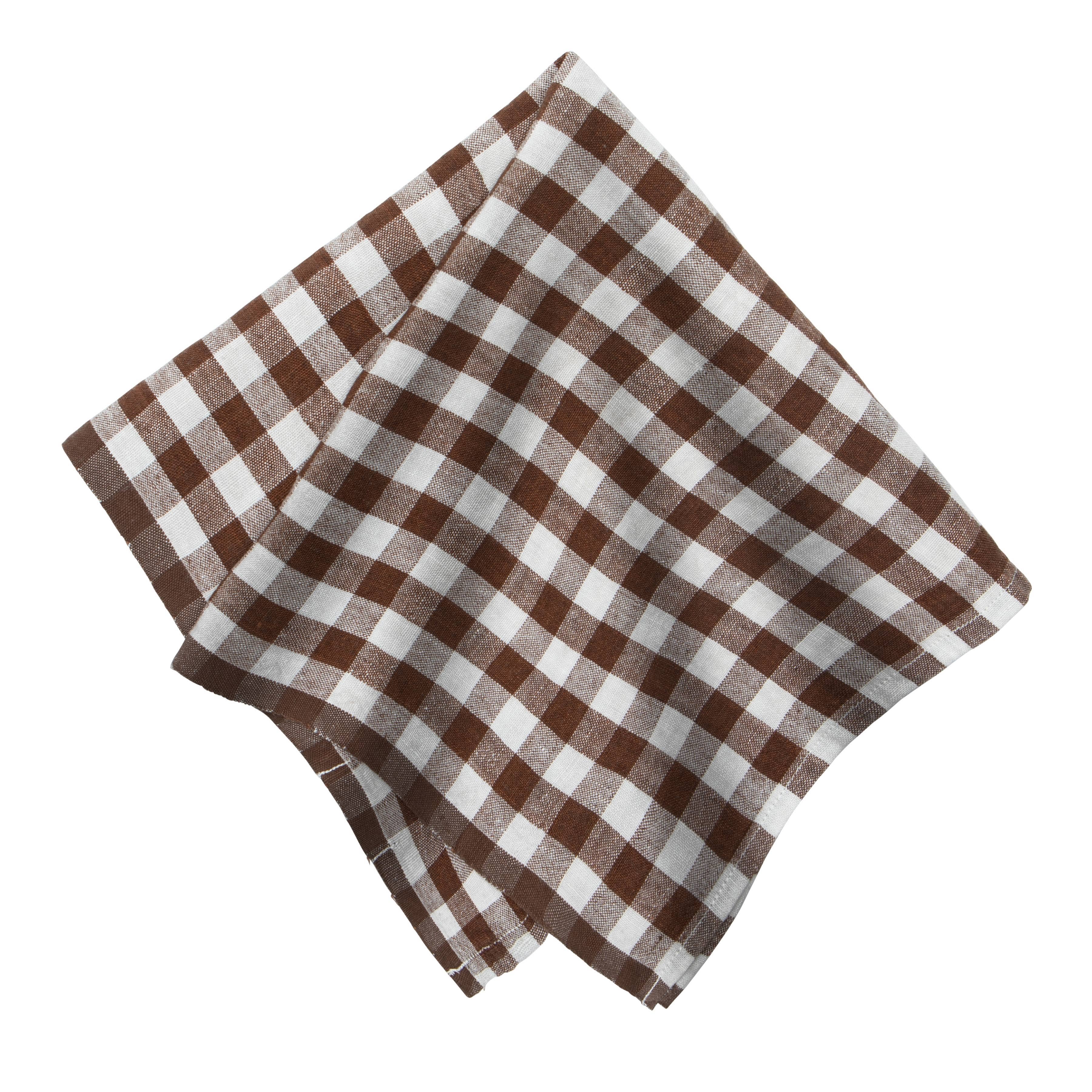 Gingham Belgian Linen Napkin - Walnut - S/4