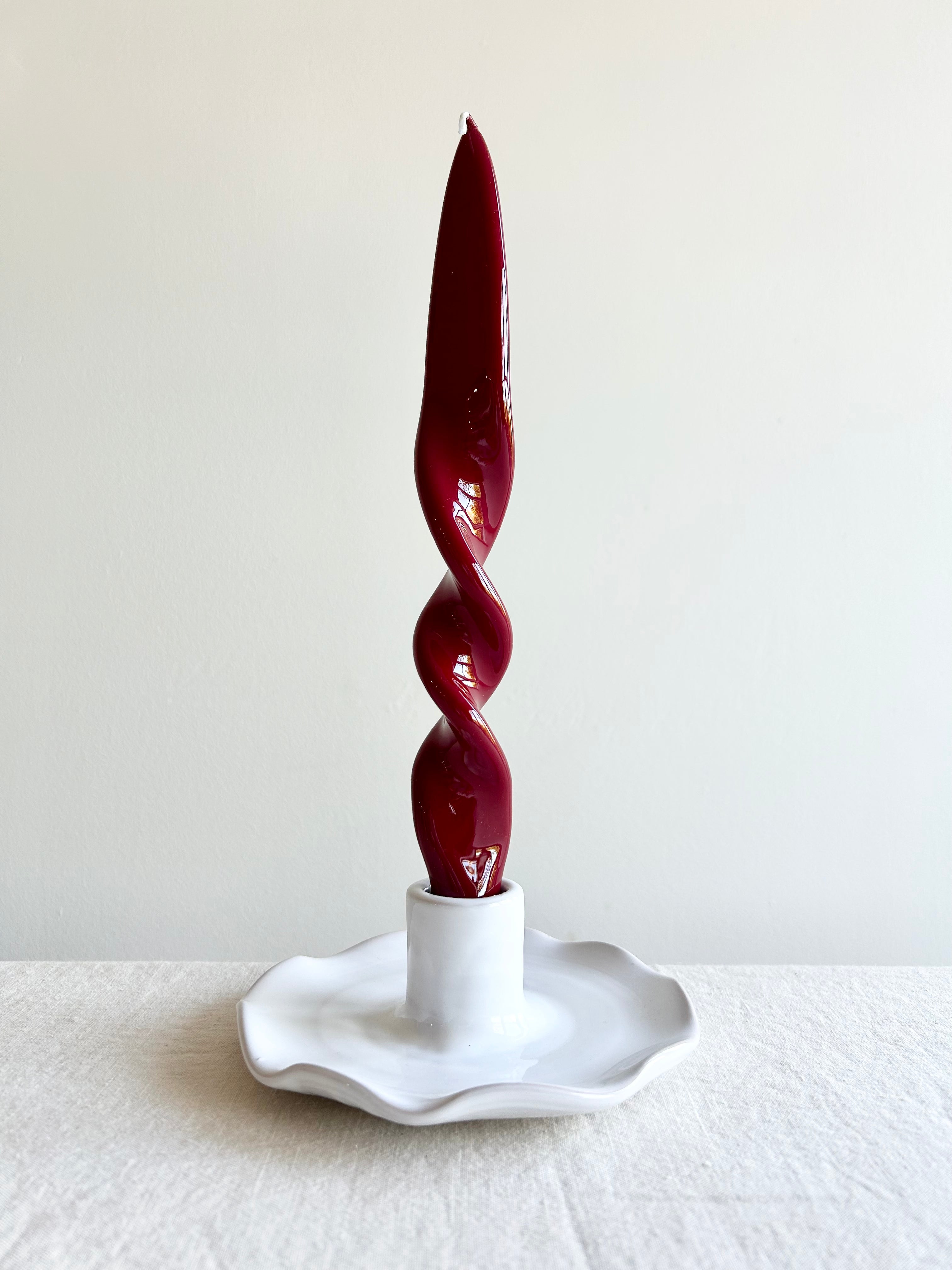 Demi Ruffle Candleholder - White