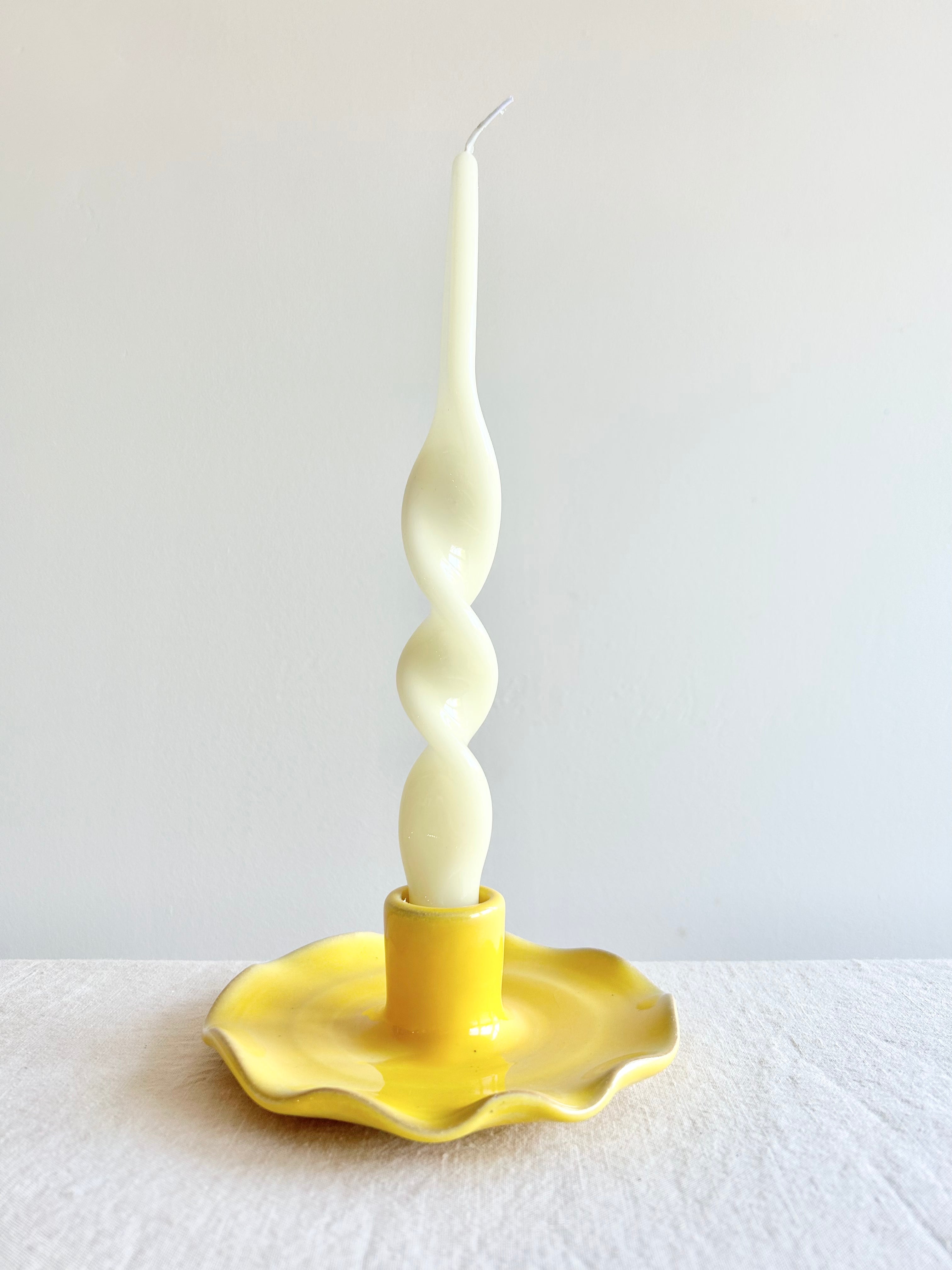 Demi Ruffle Candleholder - Canary