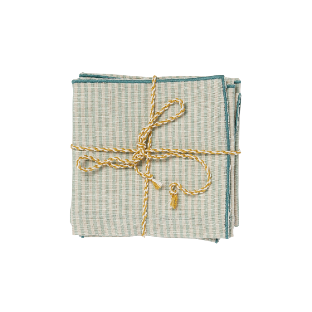 Chandra Napkins - Blue Green Stripe - S/2