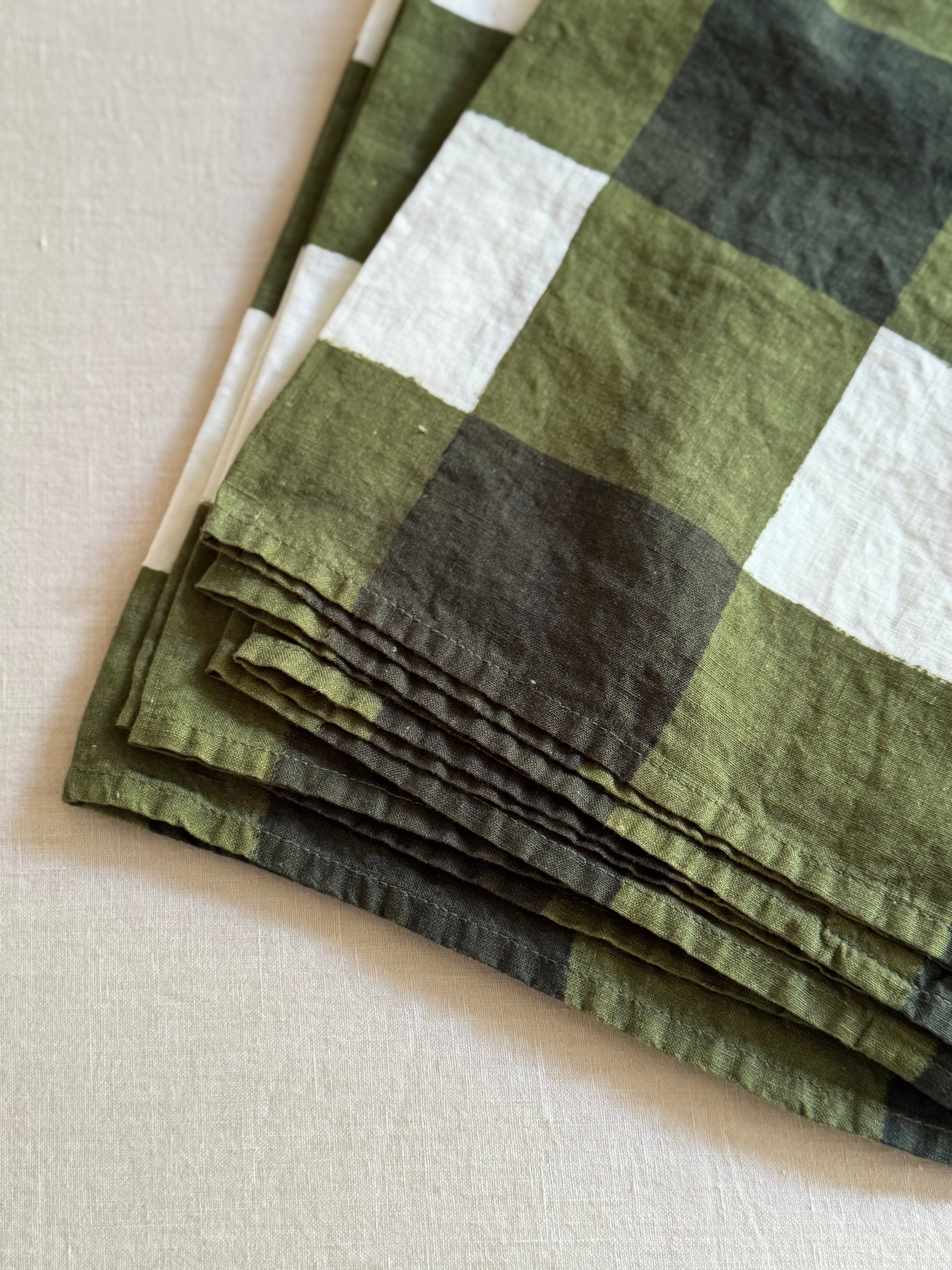 Gingham Napkins - Avocado S/4