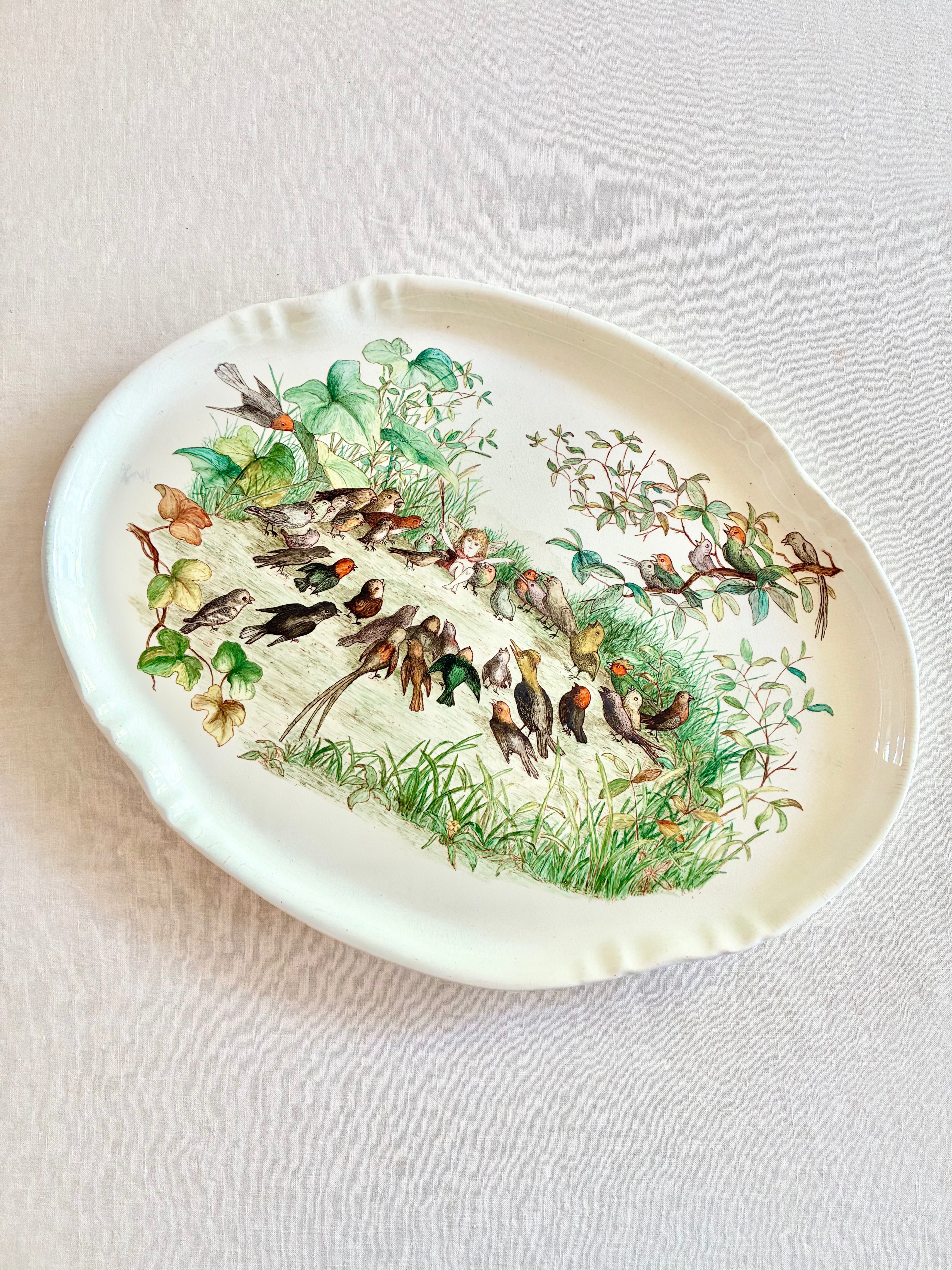 Historic Cremeware Fairy & Bird Platter