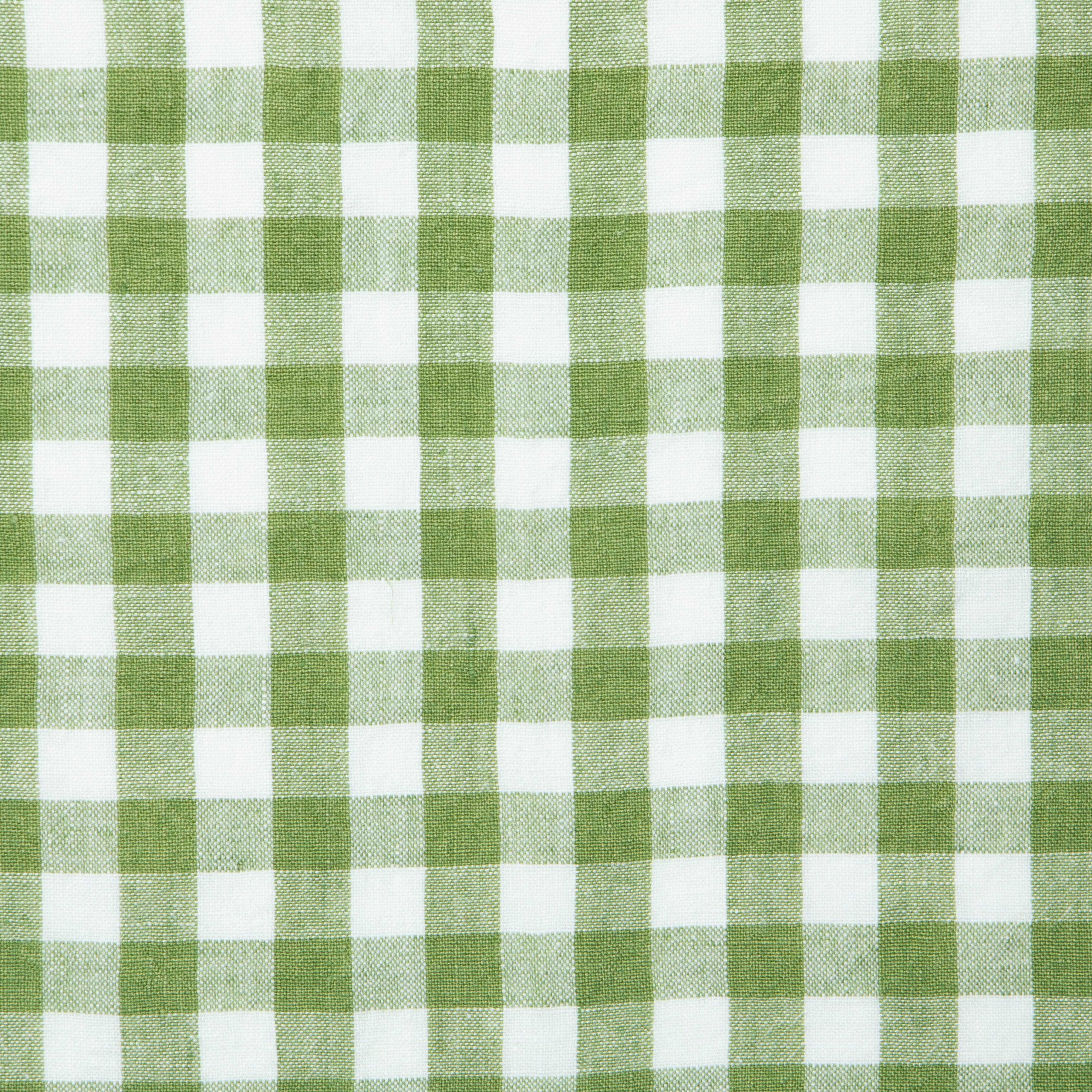 Gingham Belgian Linen Napkin- Basil - Set of 4