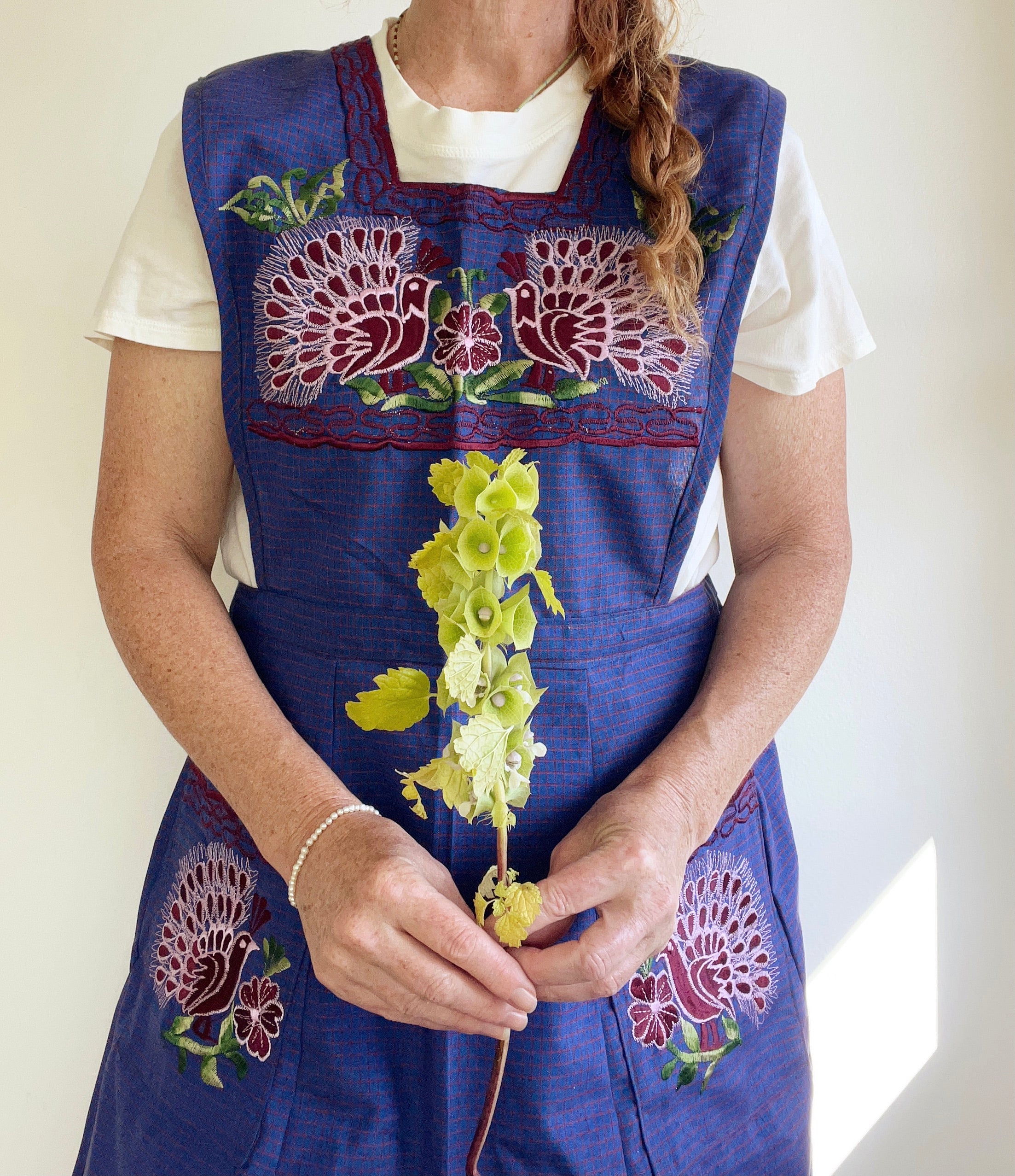 Oaxacan Apron - Blue Peacocks