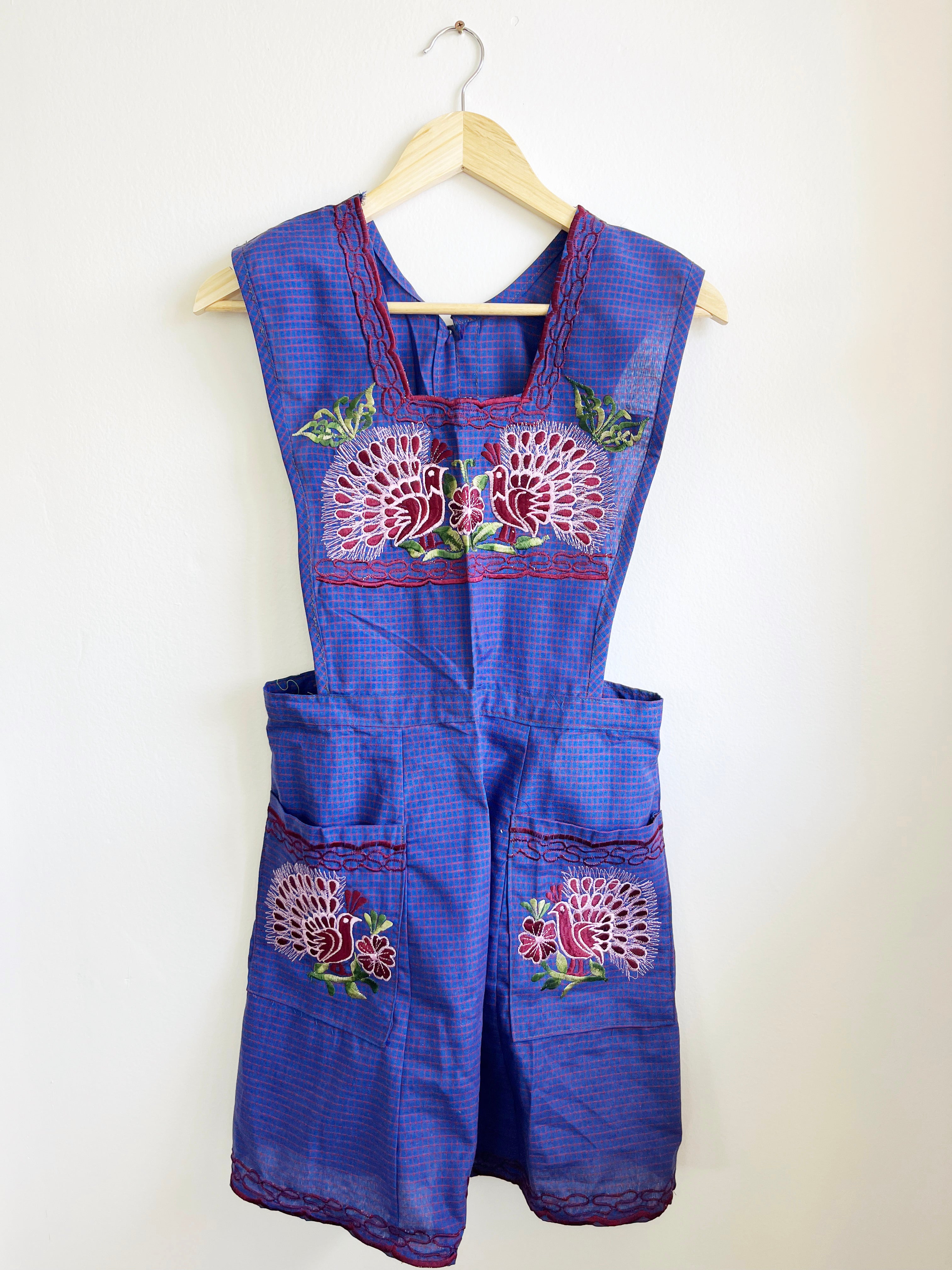 Oaxacan Apron - Blue Peacocks
