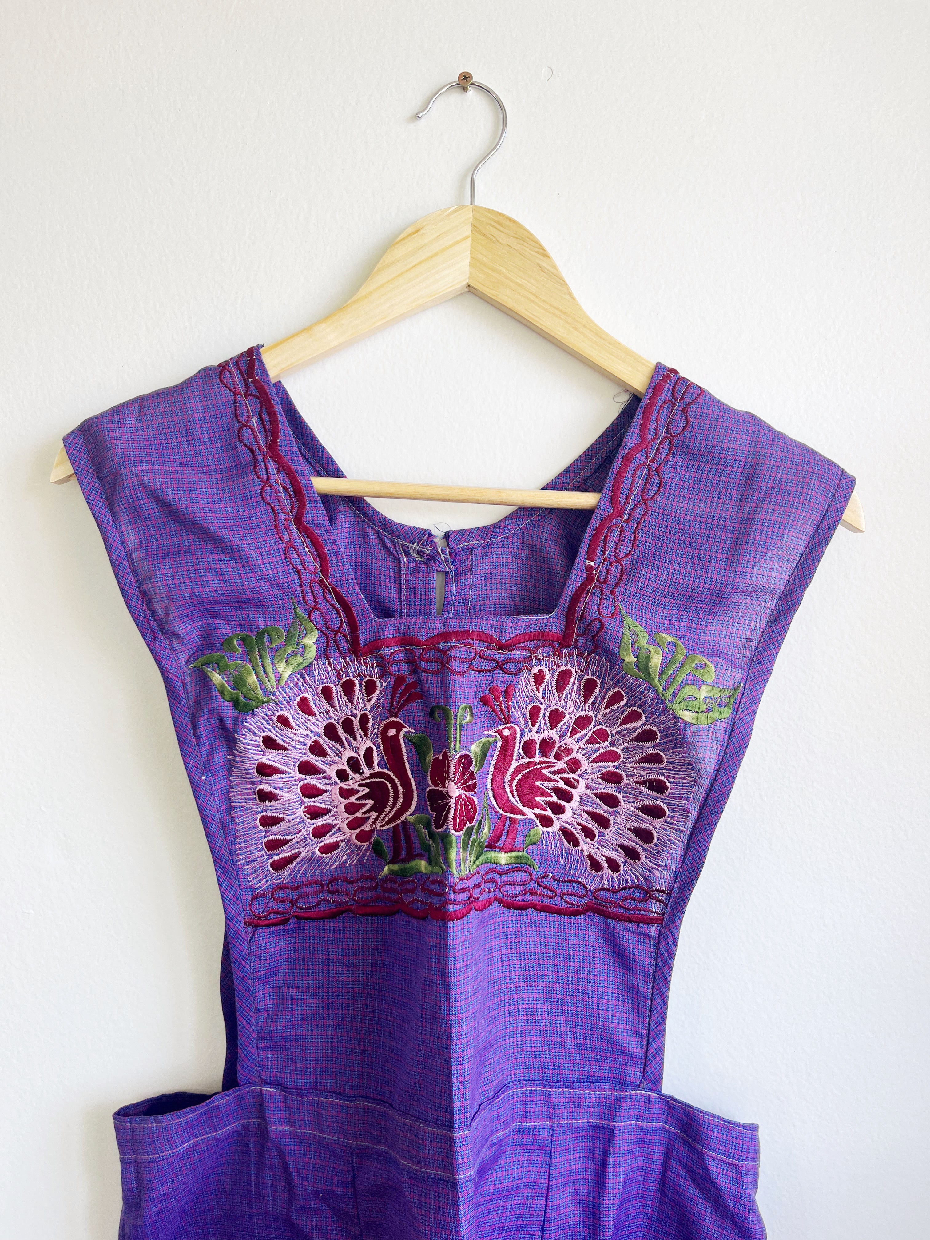 Oaxacan Apron - Purple Peacocks