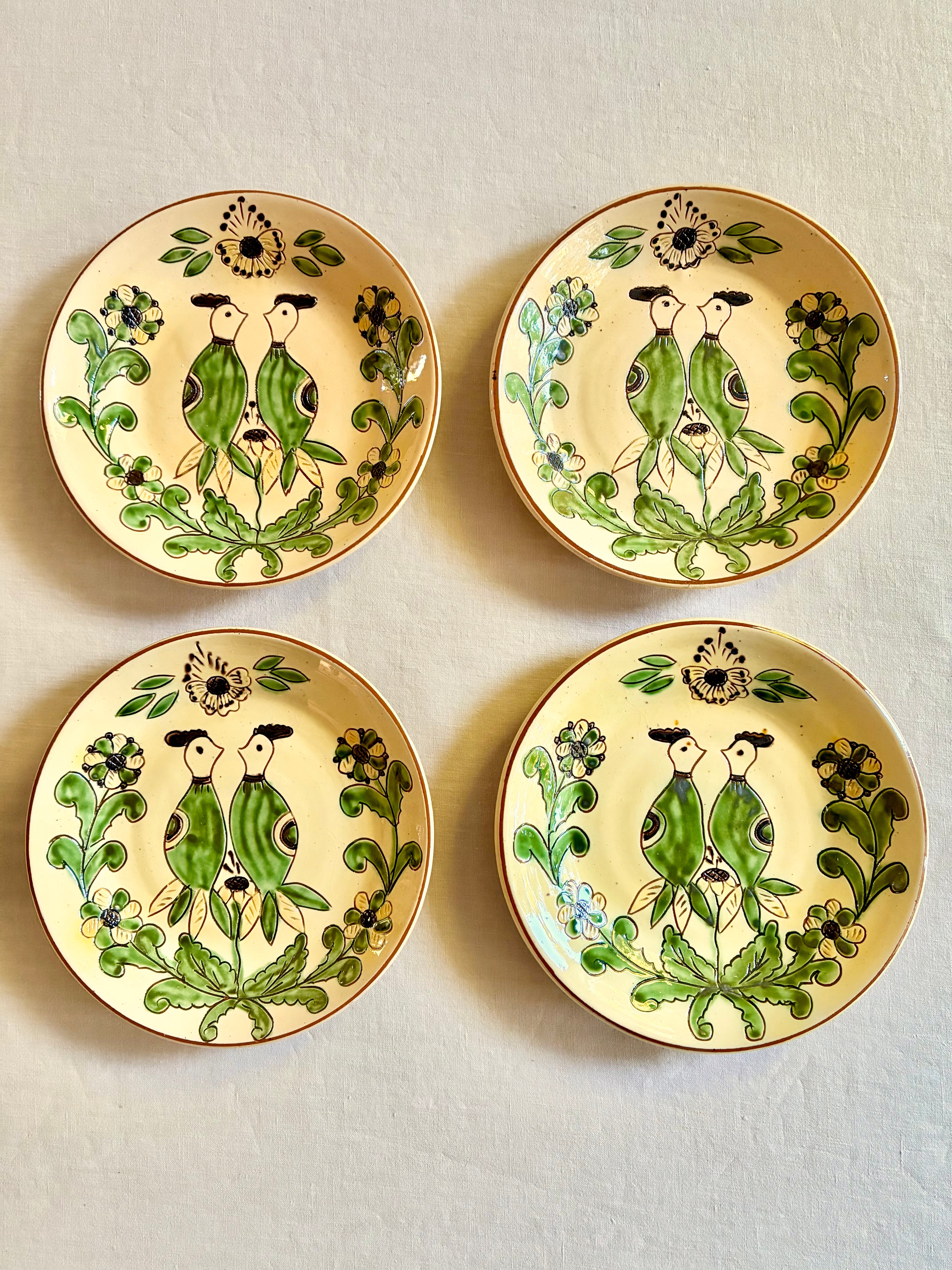 Bukowina Romanian Bird Kiss 8" Plate S/4
