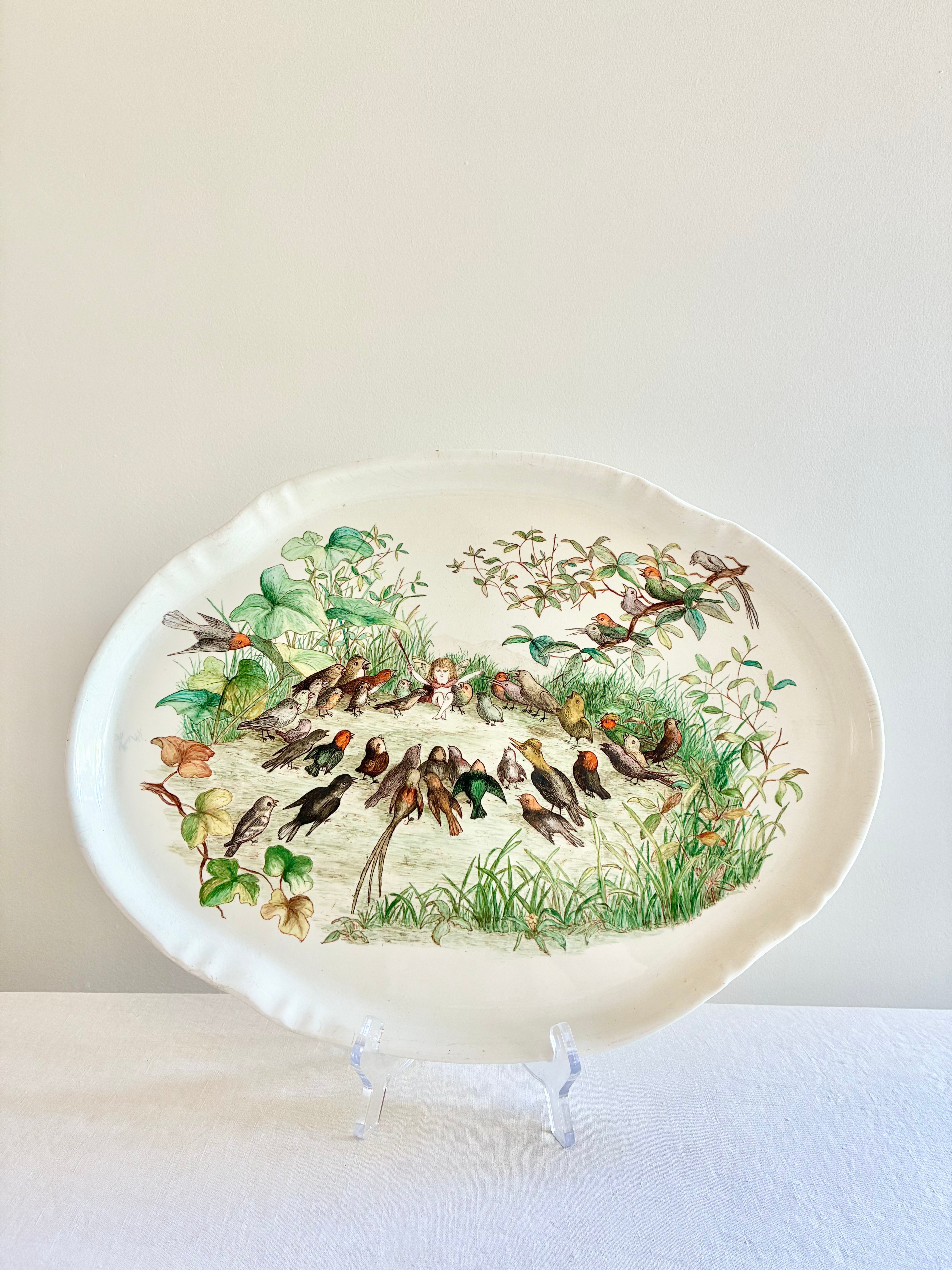 Historic Cremeware Fairy & Bird Platter