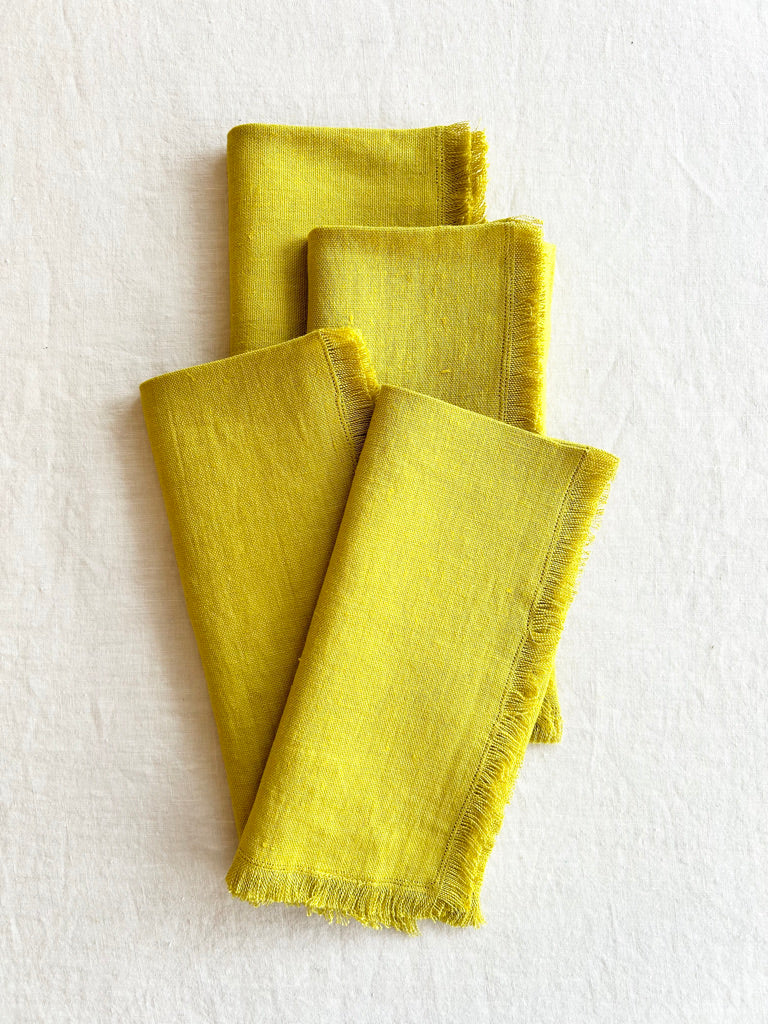 Raw Edge Daffodil Napkins- S/4