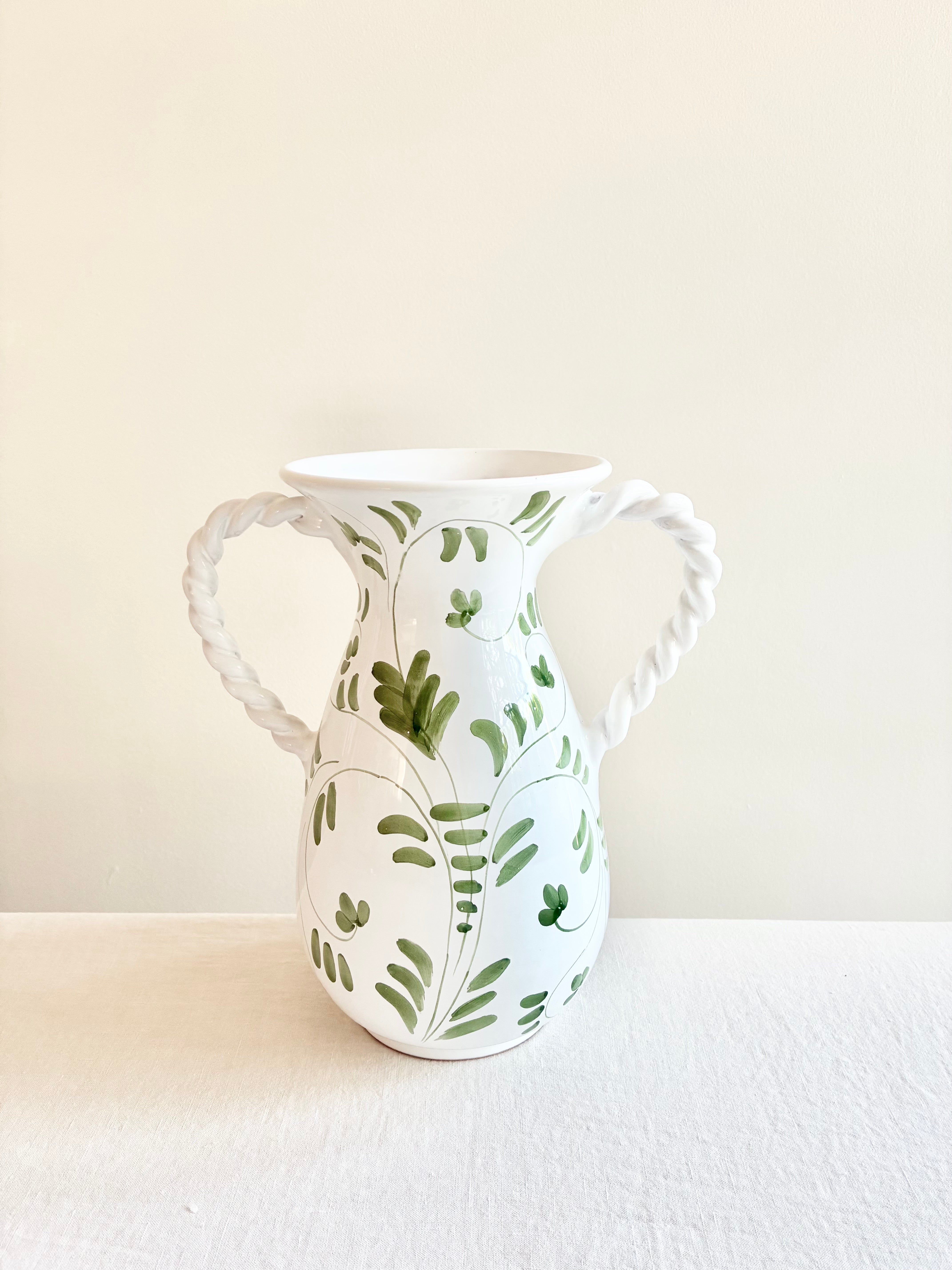 Fresco Mia Vase - White & Emerald