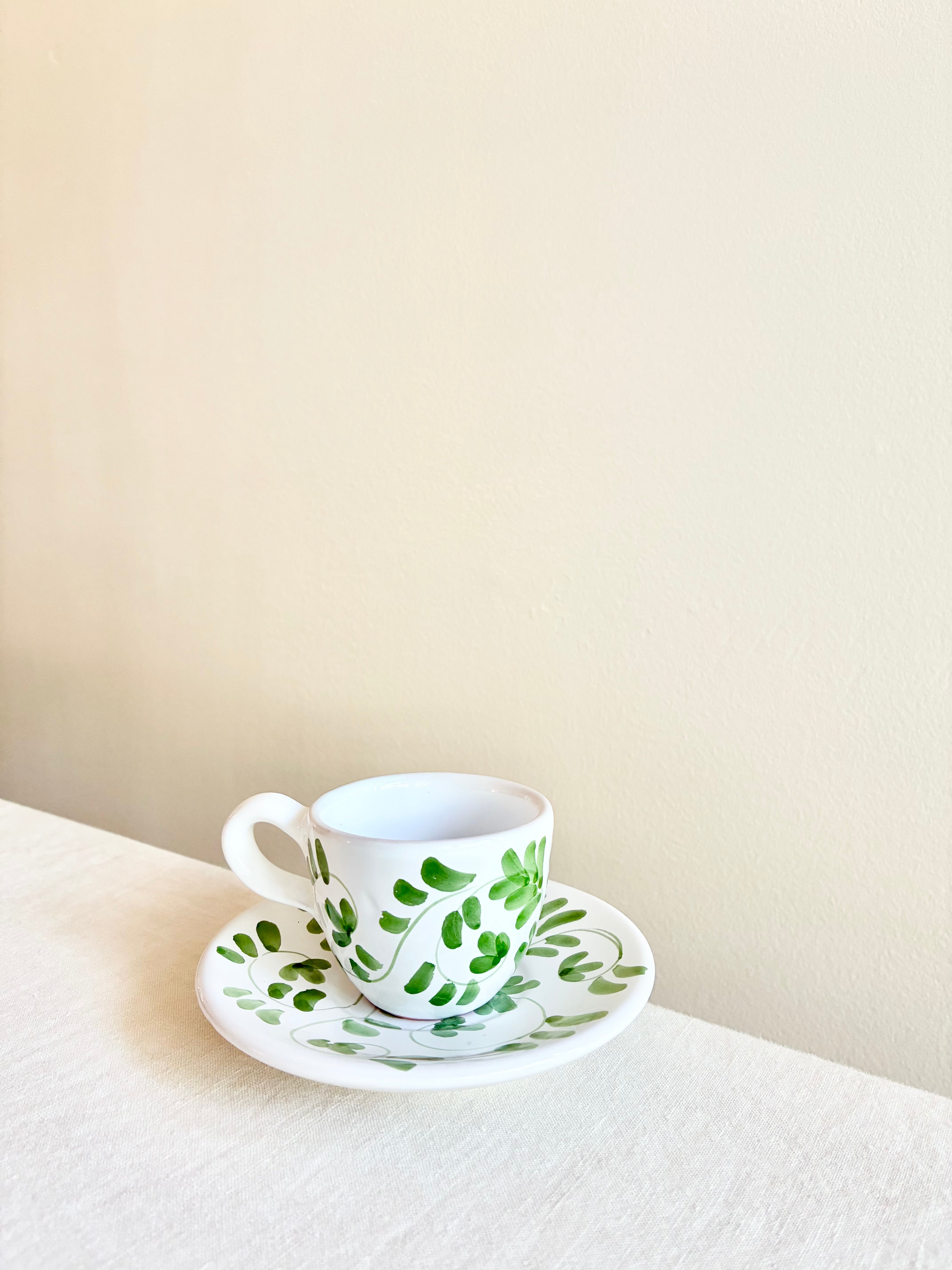 Fresco Espresso Set - White & Emerald - S/2