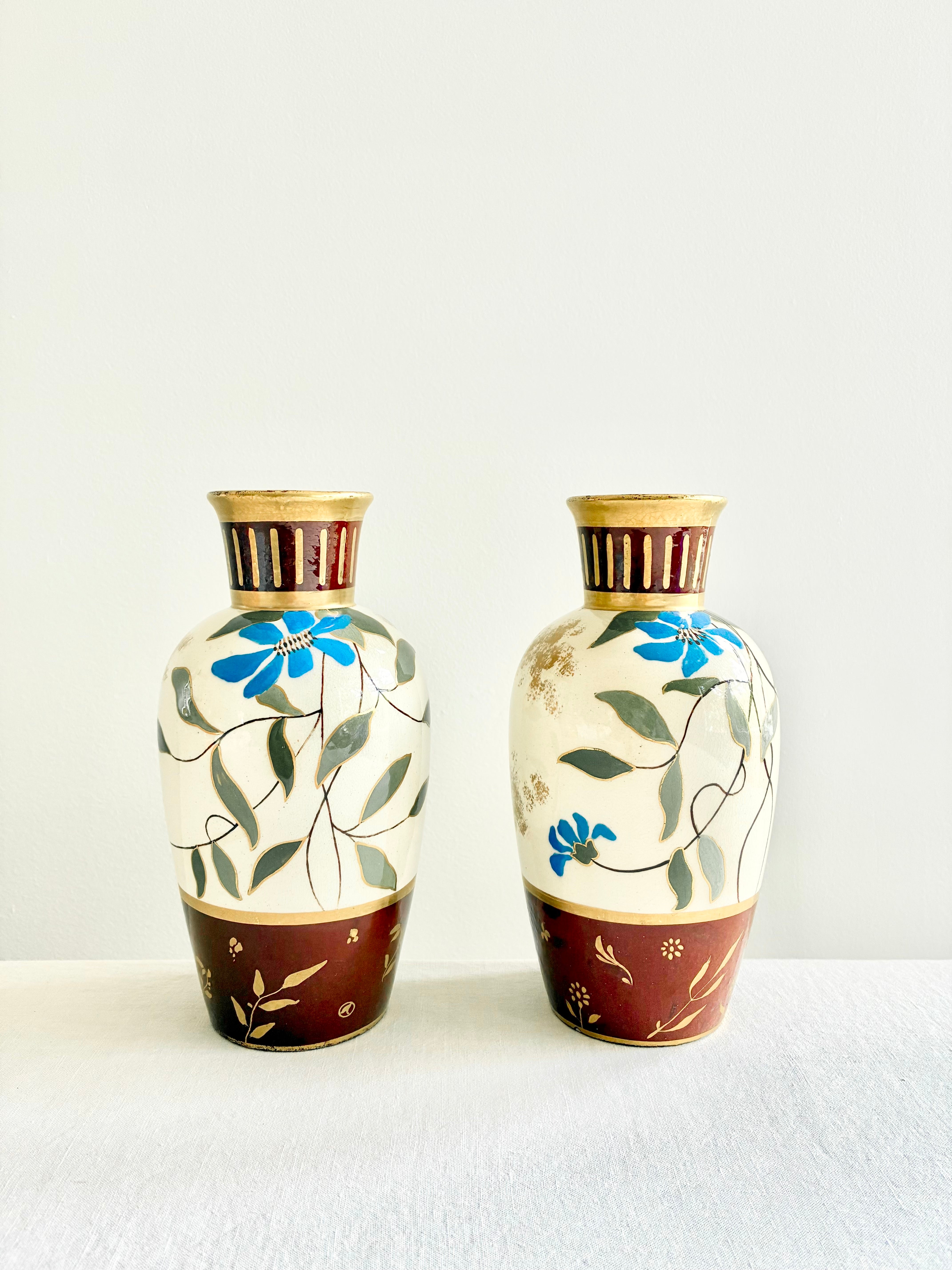 Historic Pair Wedgwood Clematis Vases