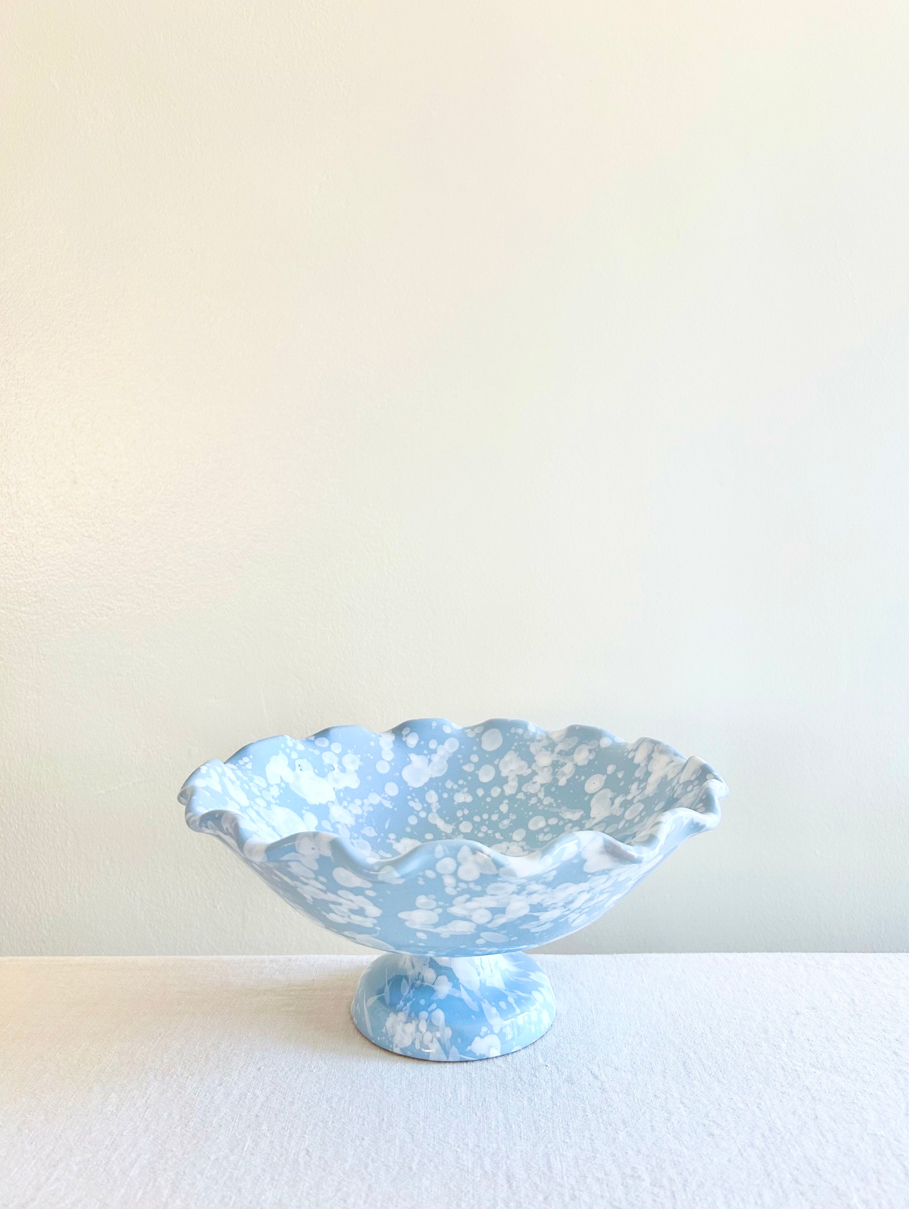 Pompeii Scalloped Compote -Sky - 9"