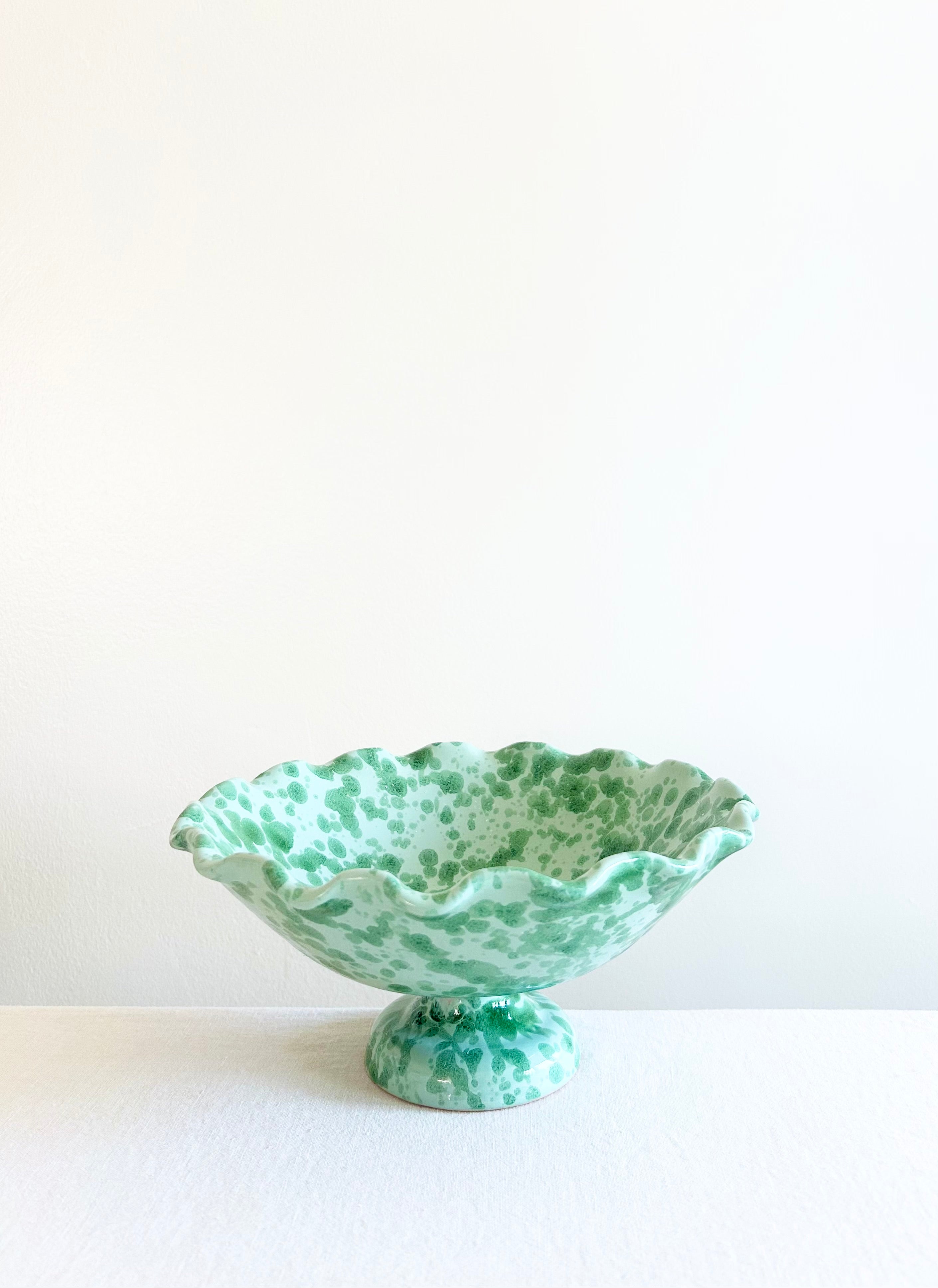 Pompeii Scalloped Compote - Jade - 9"