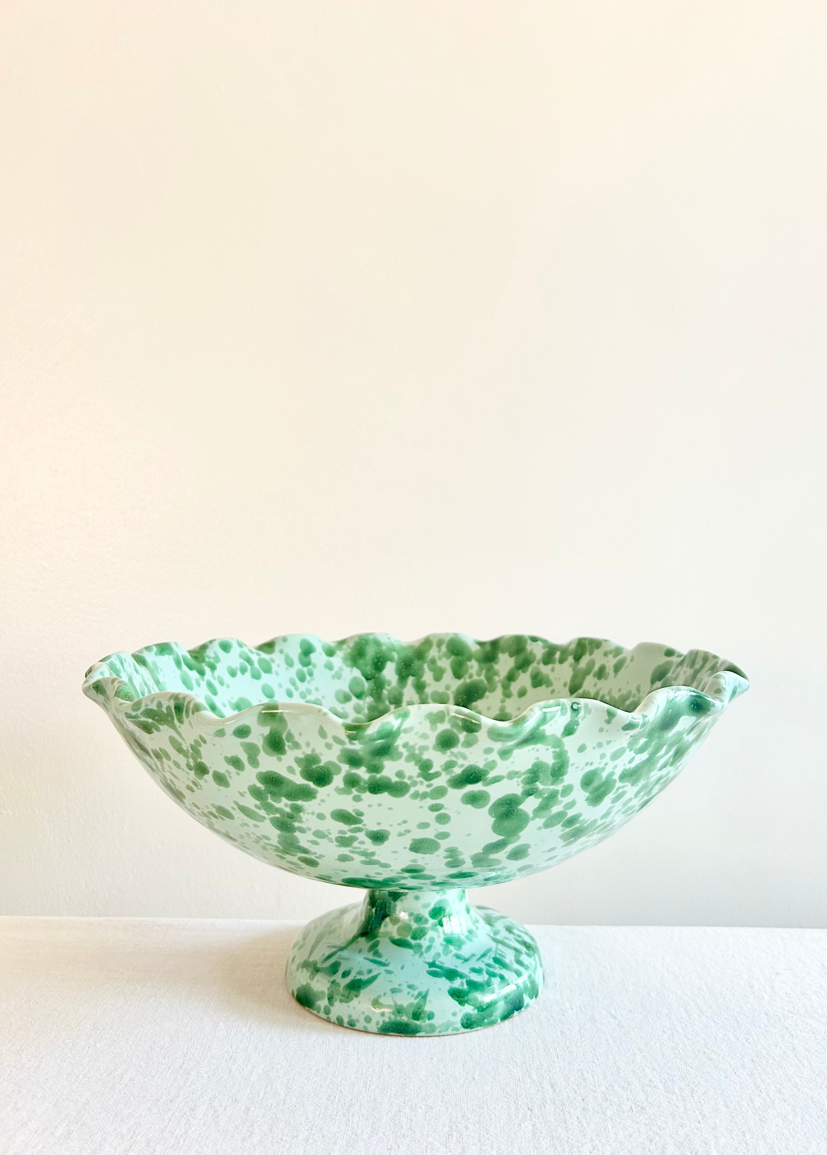 Pompeii Scalloped Compote - Jade -  13"