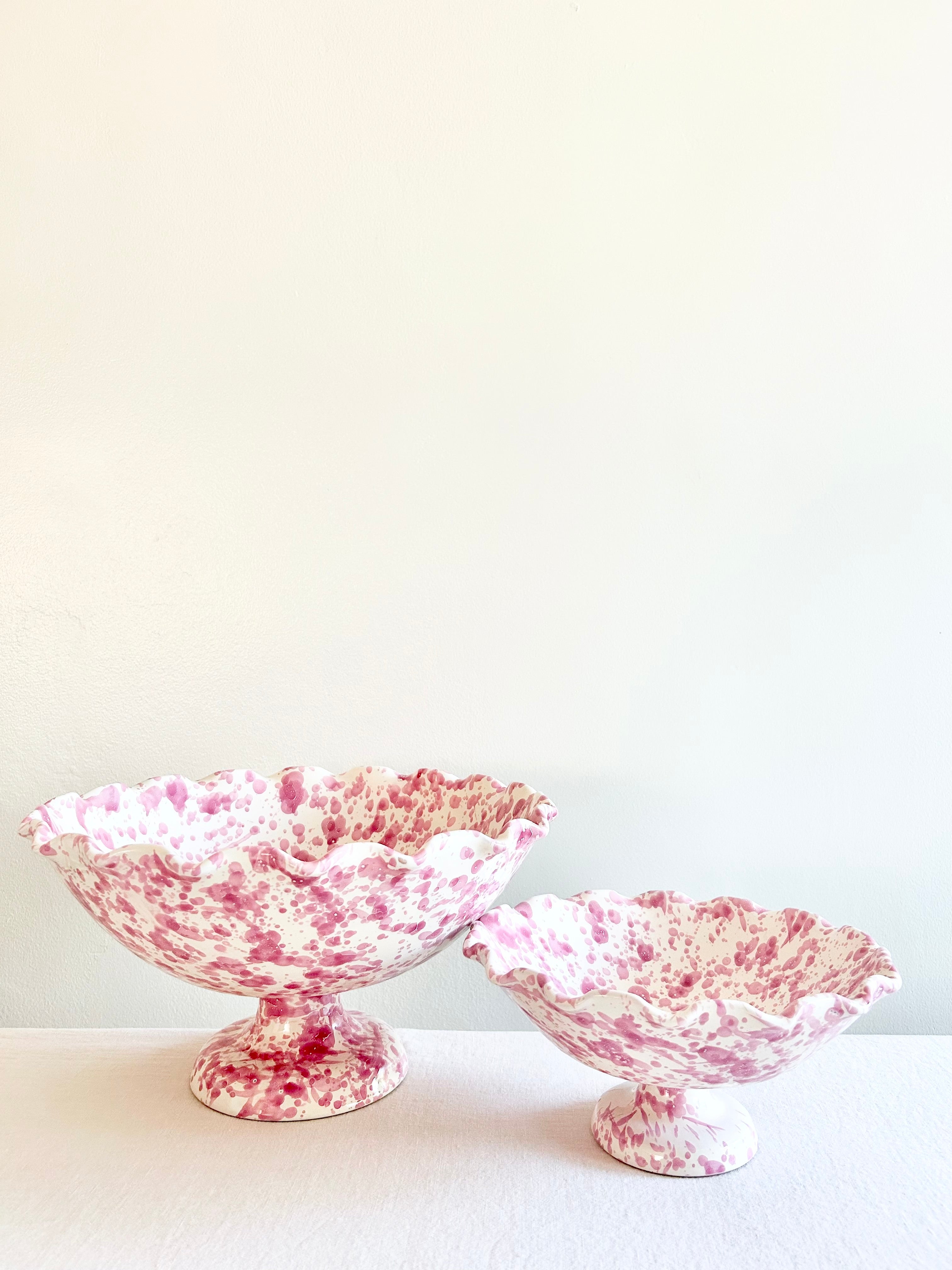 Pompeii Scalloped Compote - Peony  - 9"