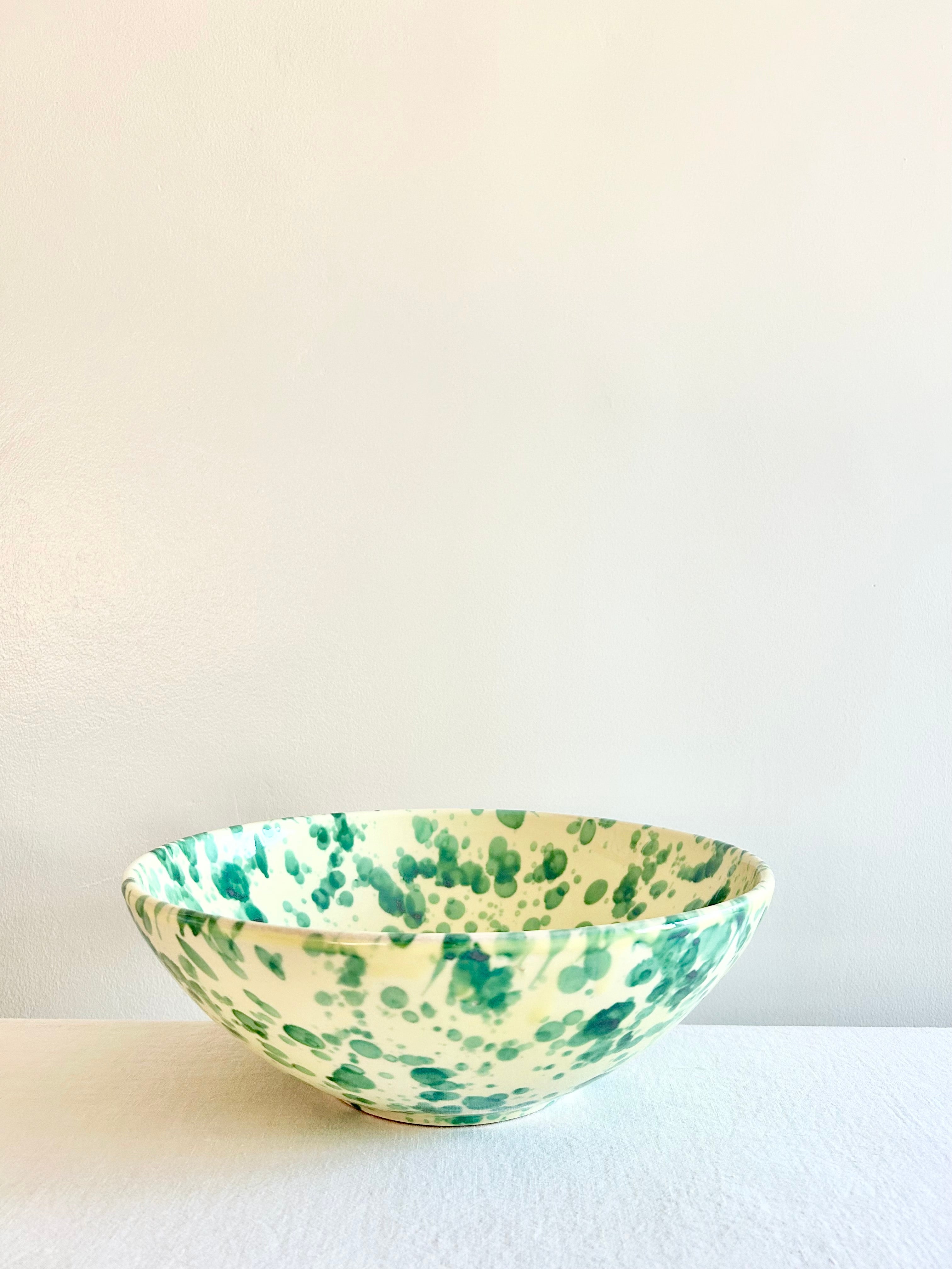 Pompeii Serving Bowl - Emerald & Cream  13"