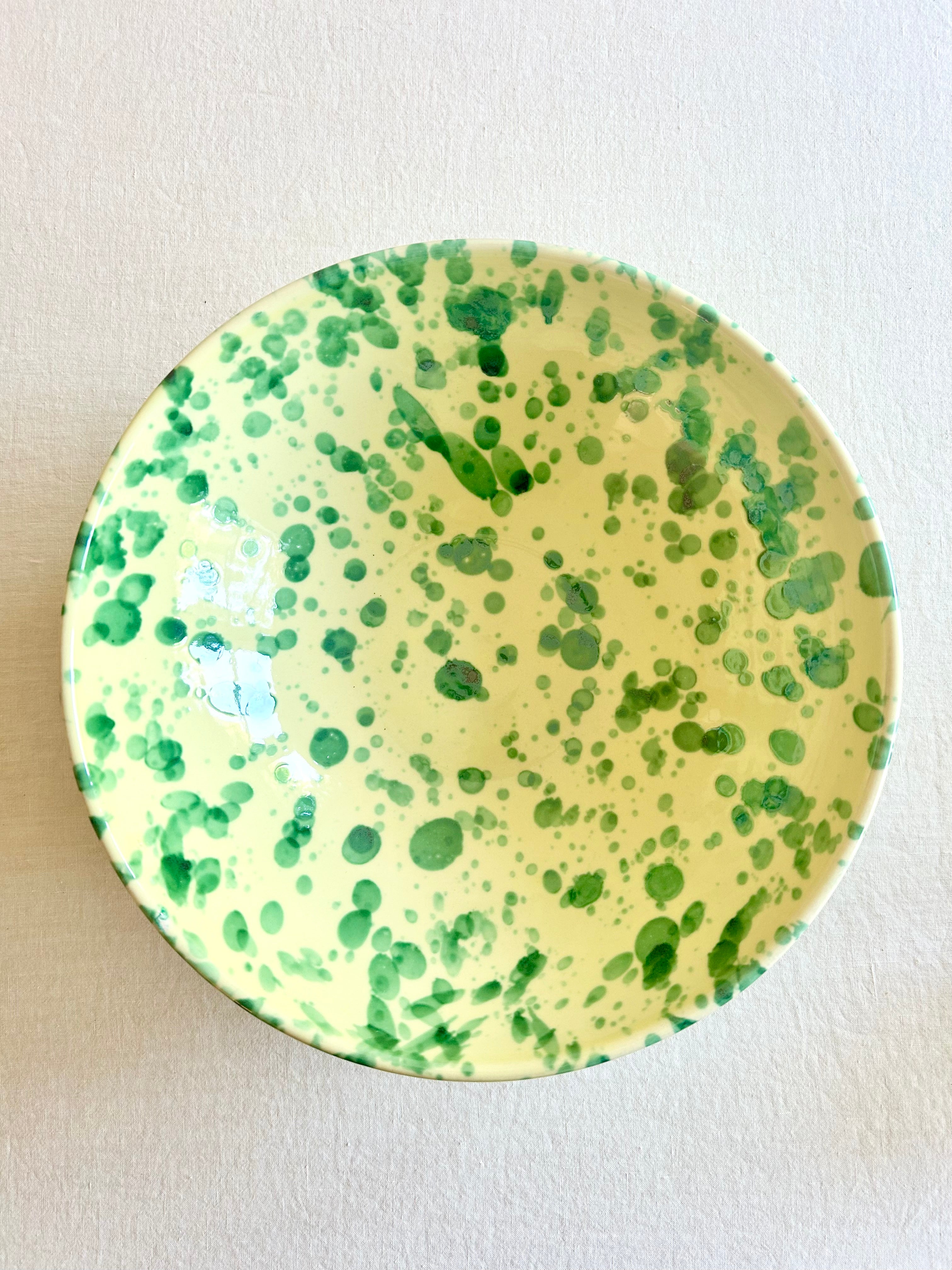 Pompeii Serving Bowl - Emerald & Cream 13"