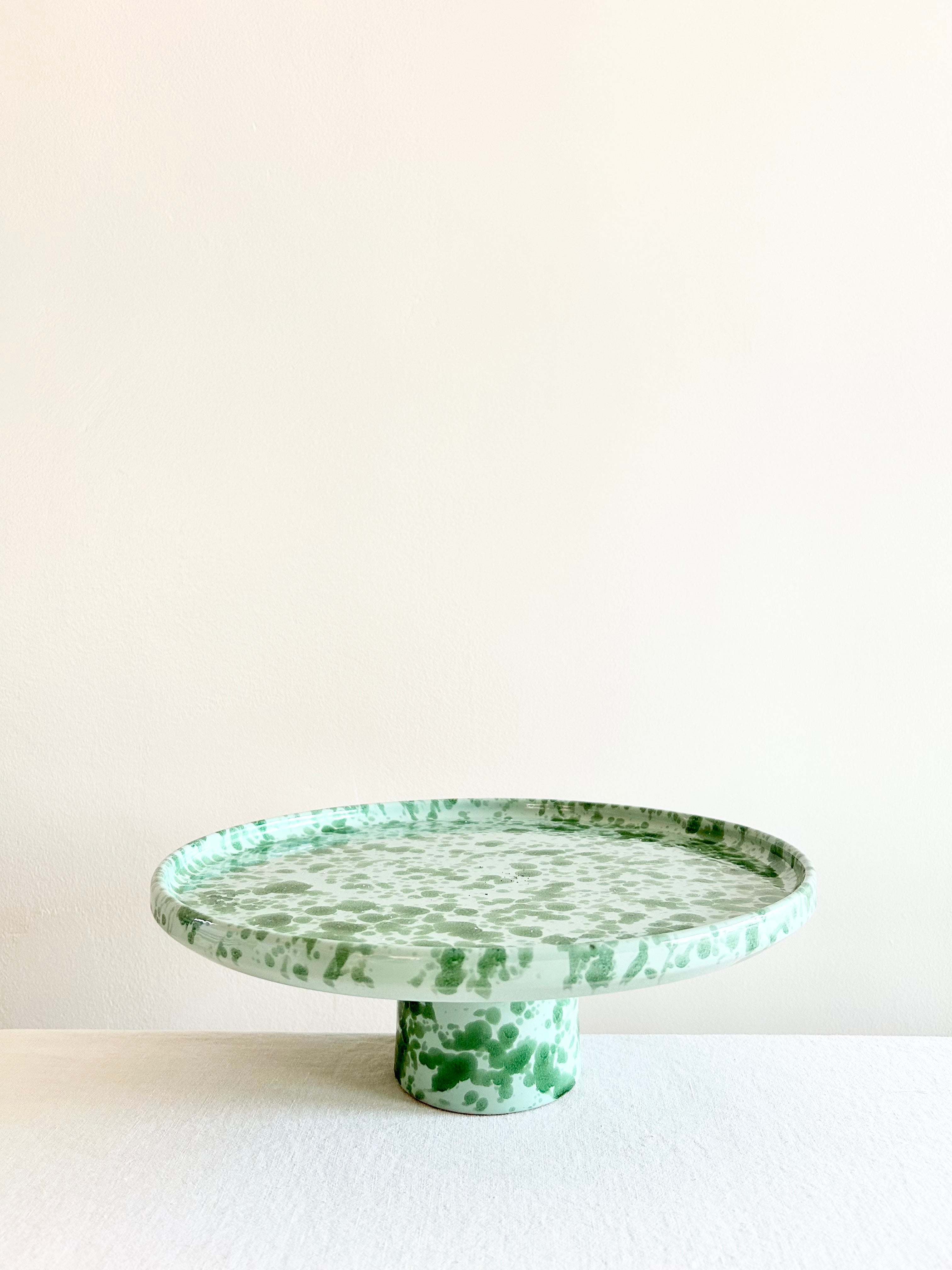 Pompeii Footed Cake Plate - Jade - 12.5"