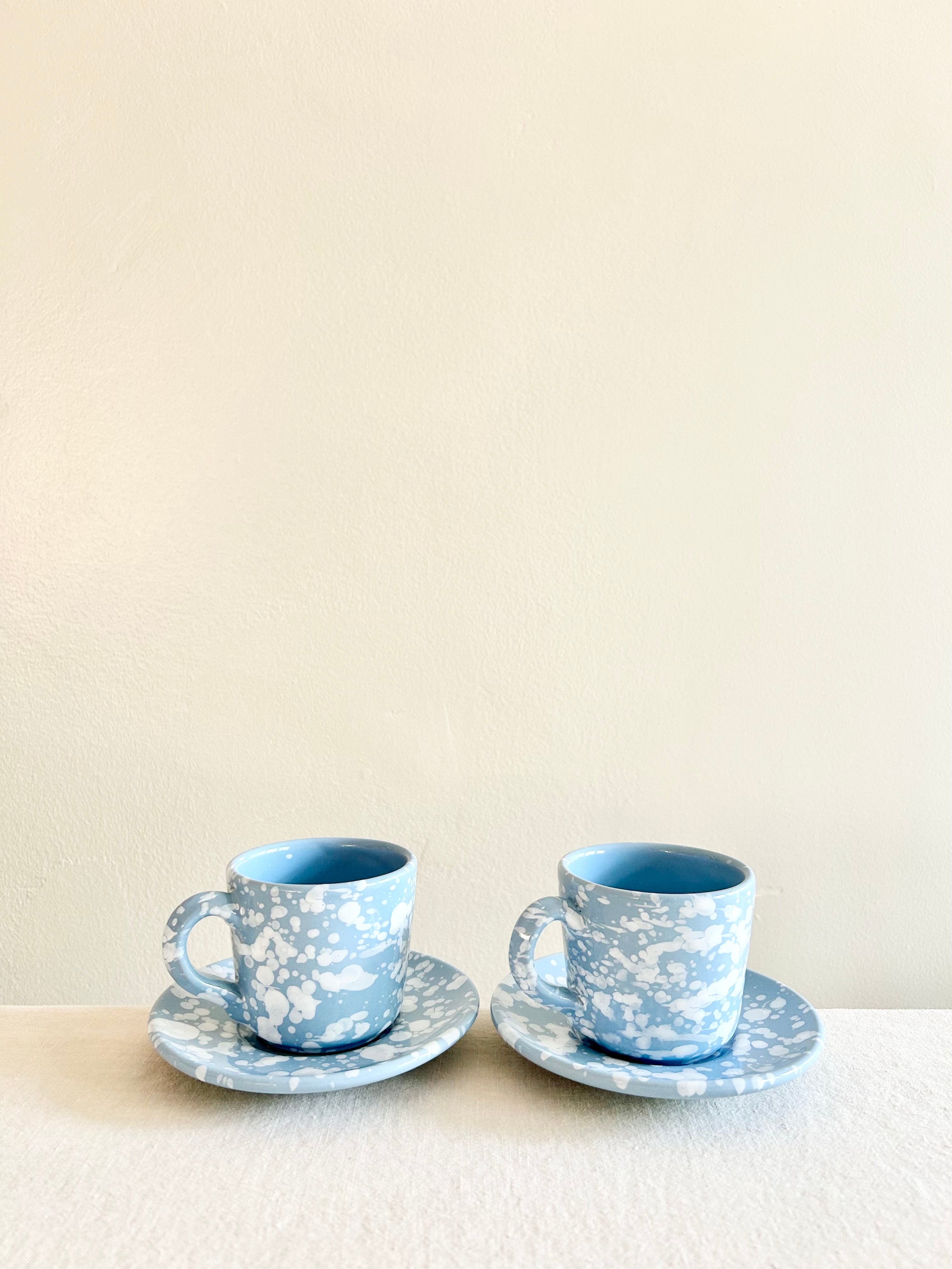 Pompeii Espresso Cup & Saucer - Sky- S/2