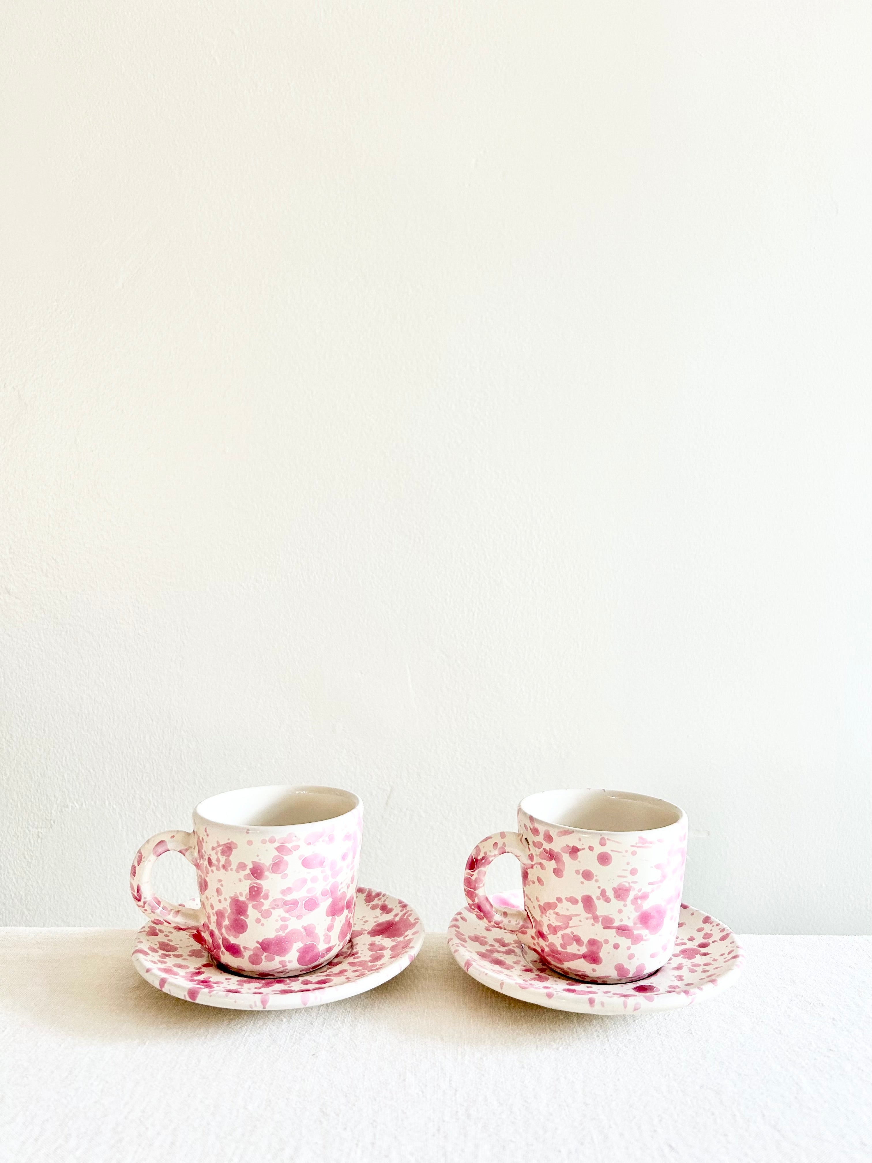 Pompeii Espresso Cup & Saucer - Pink - S/2