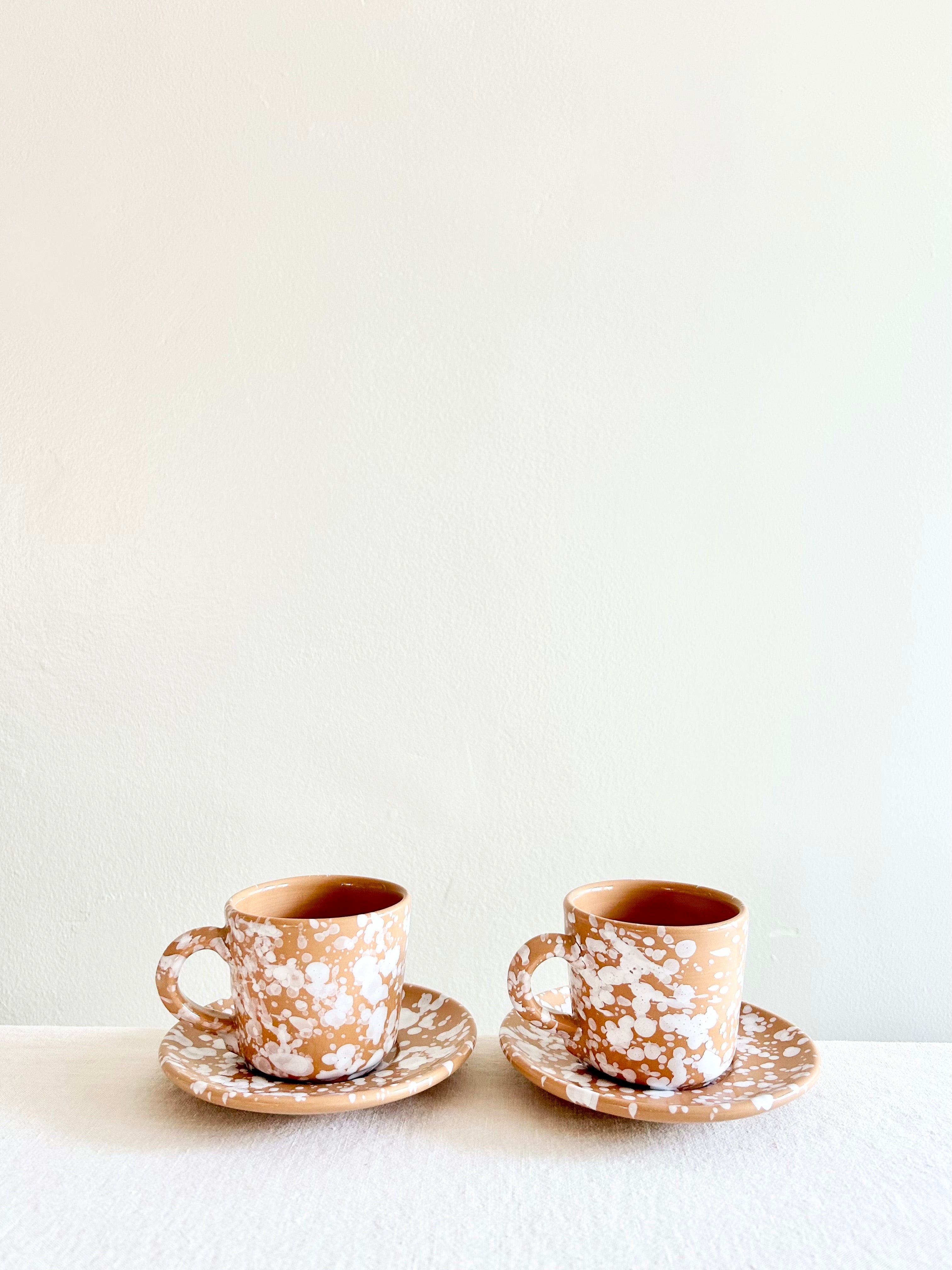 Pompeii Espresso Cup & Saucer - Sienna- S/2