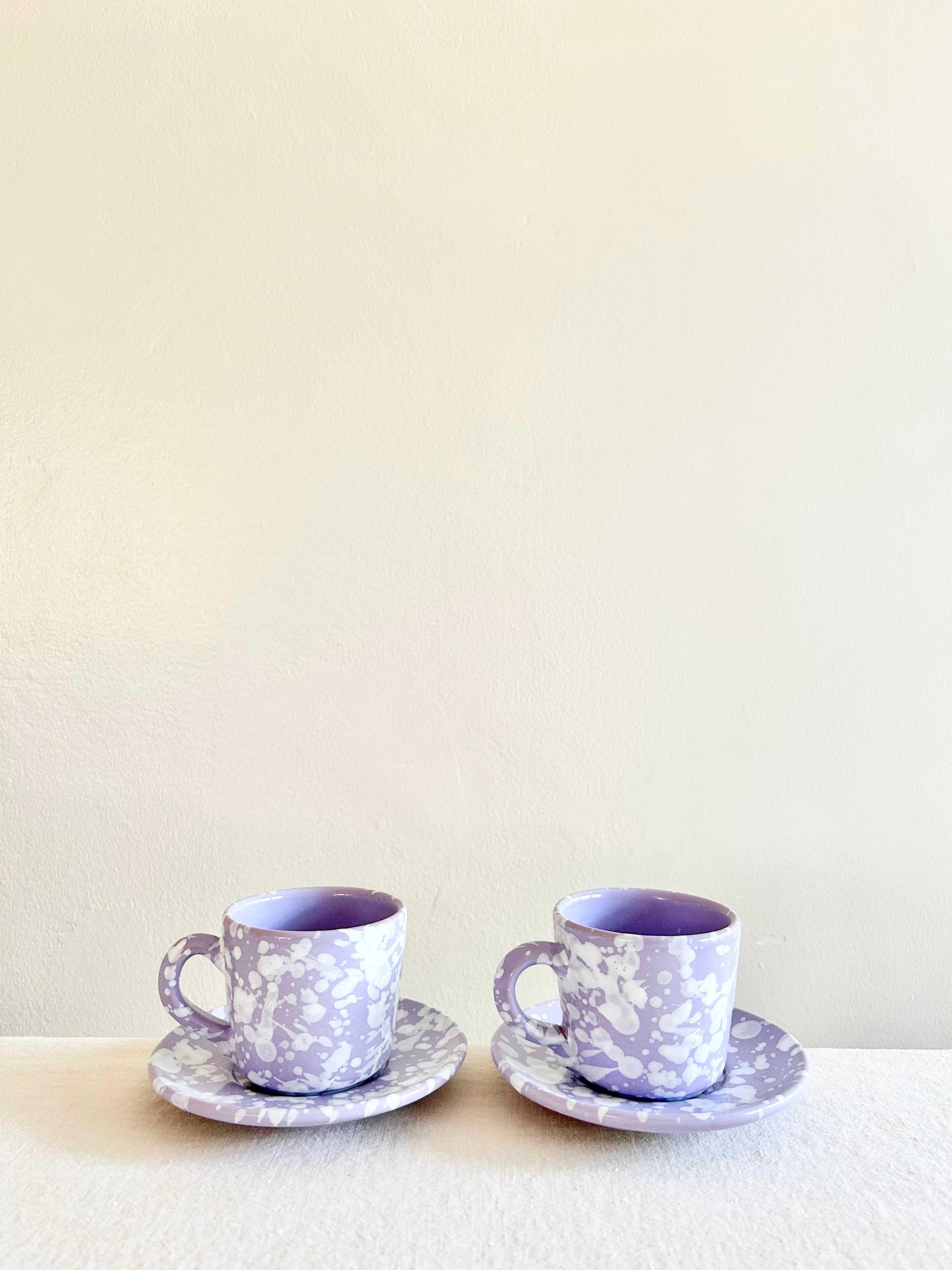 Pompeii Espresso Cup & Saucer - Lavande - S/2