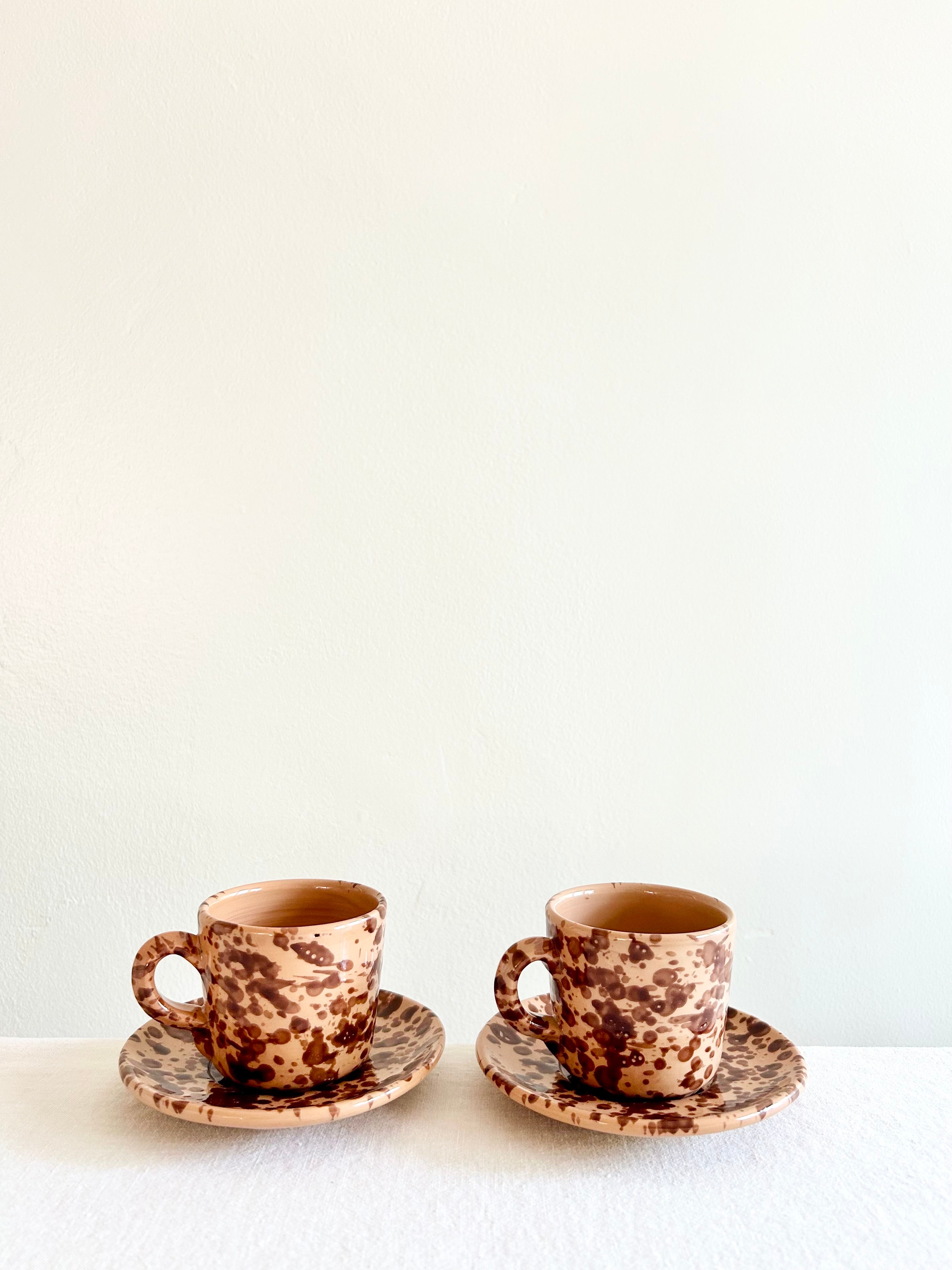 Pompeii Espresso Cup & Saucer - Coco - S/2