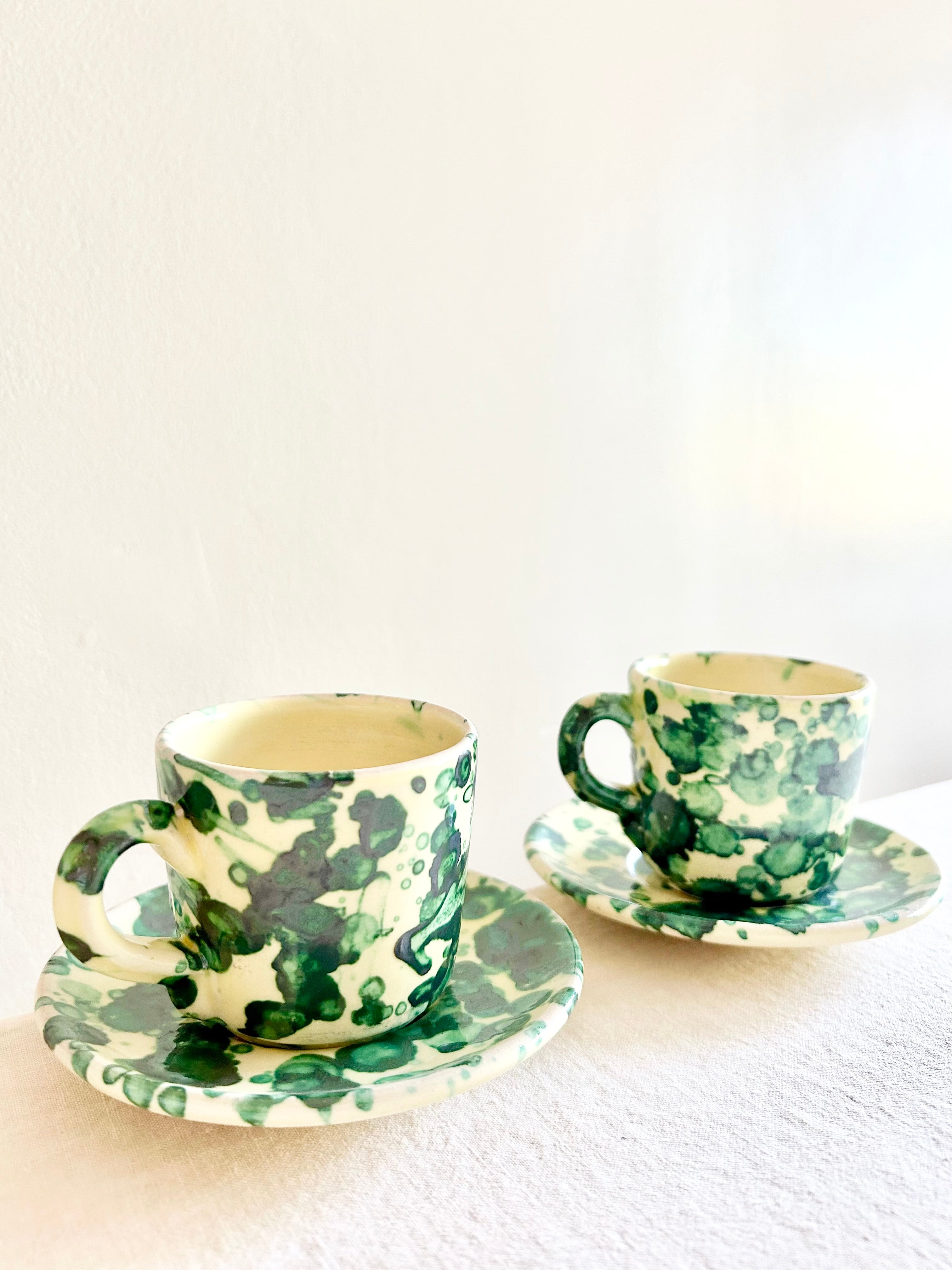 Pompeii Espresso Cup & Saucer - Emerald- S/2