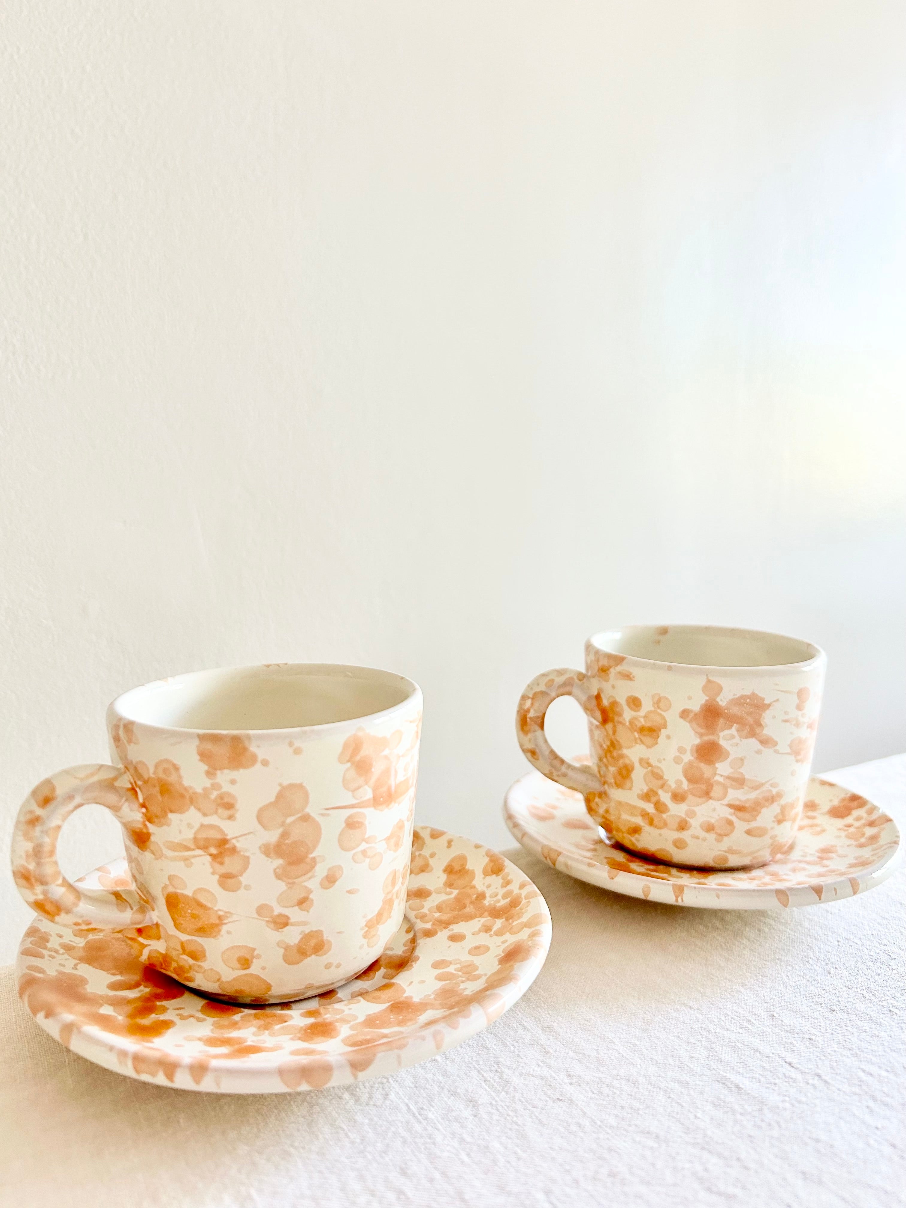Pompeii Espresso Cup & Saucer - Natural - S/2