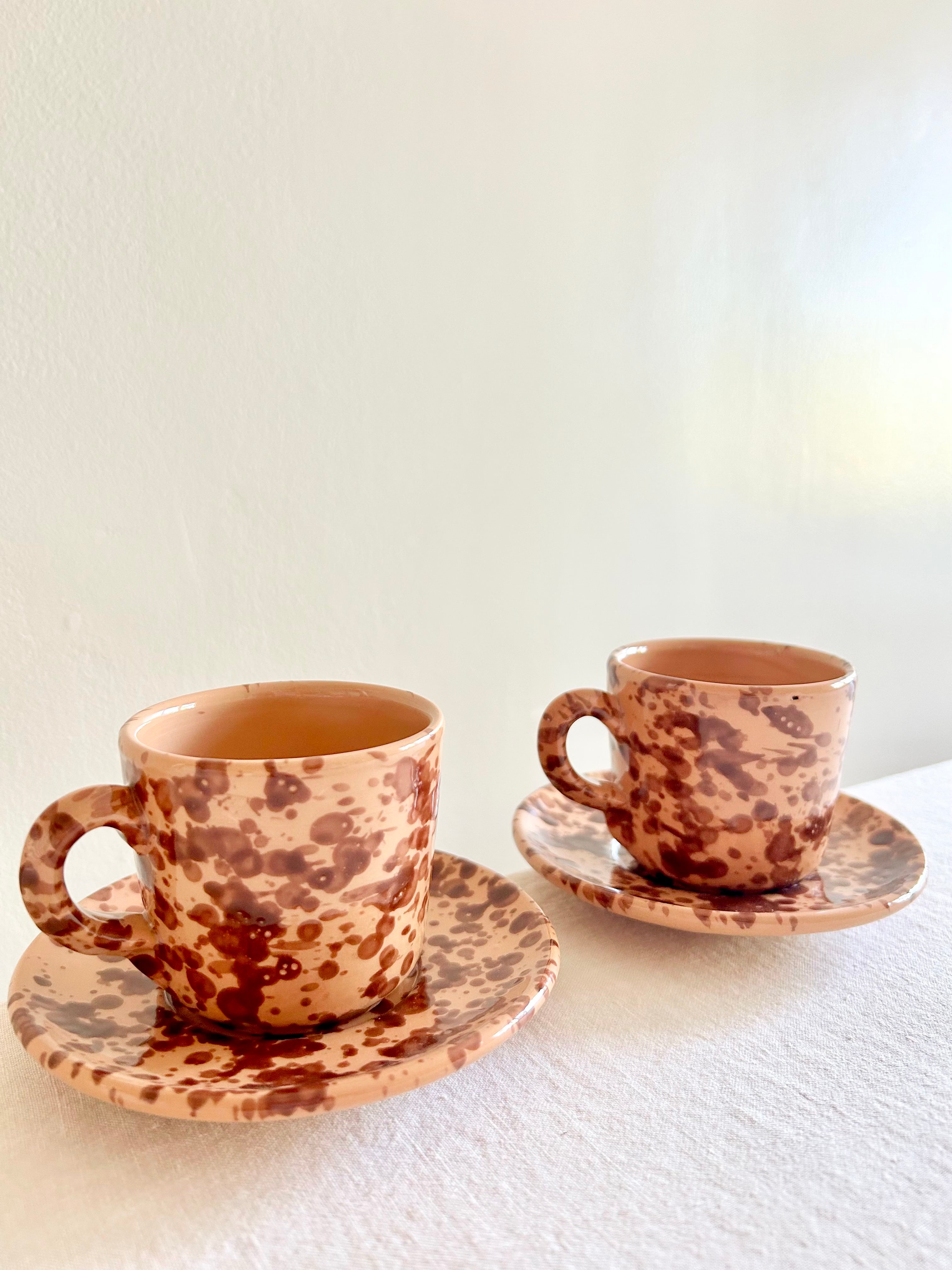 Pompeii Espresso Cup & Saucer - Coco - S/2