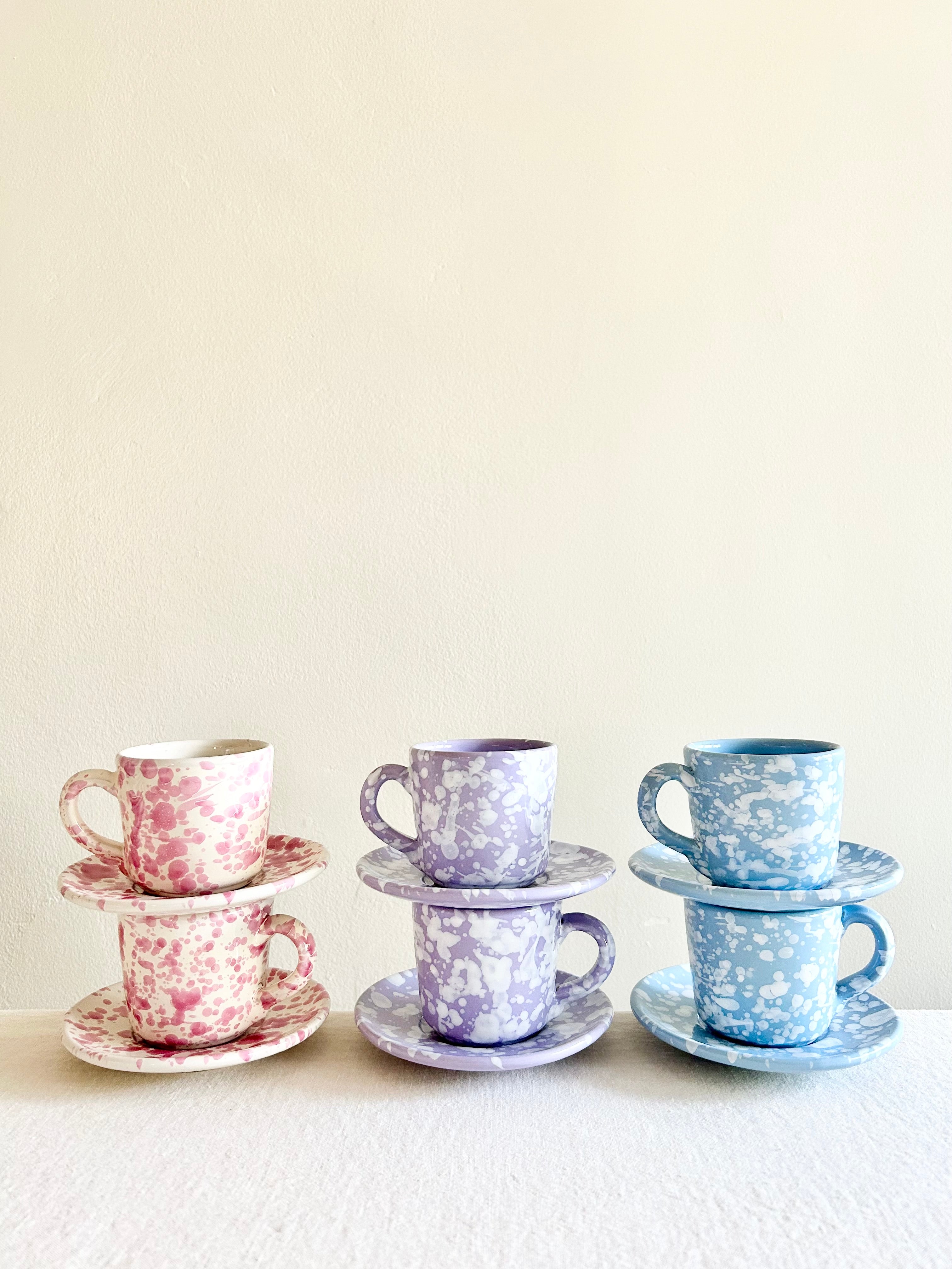 Pompeii Espresso Cup & Saucer - Sky- S/2