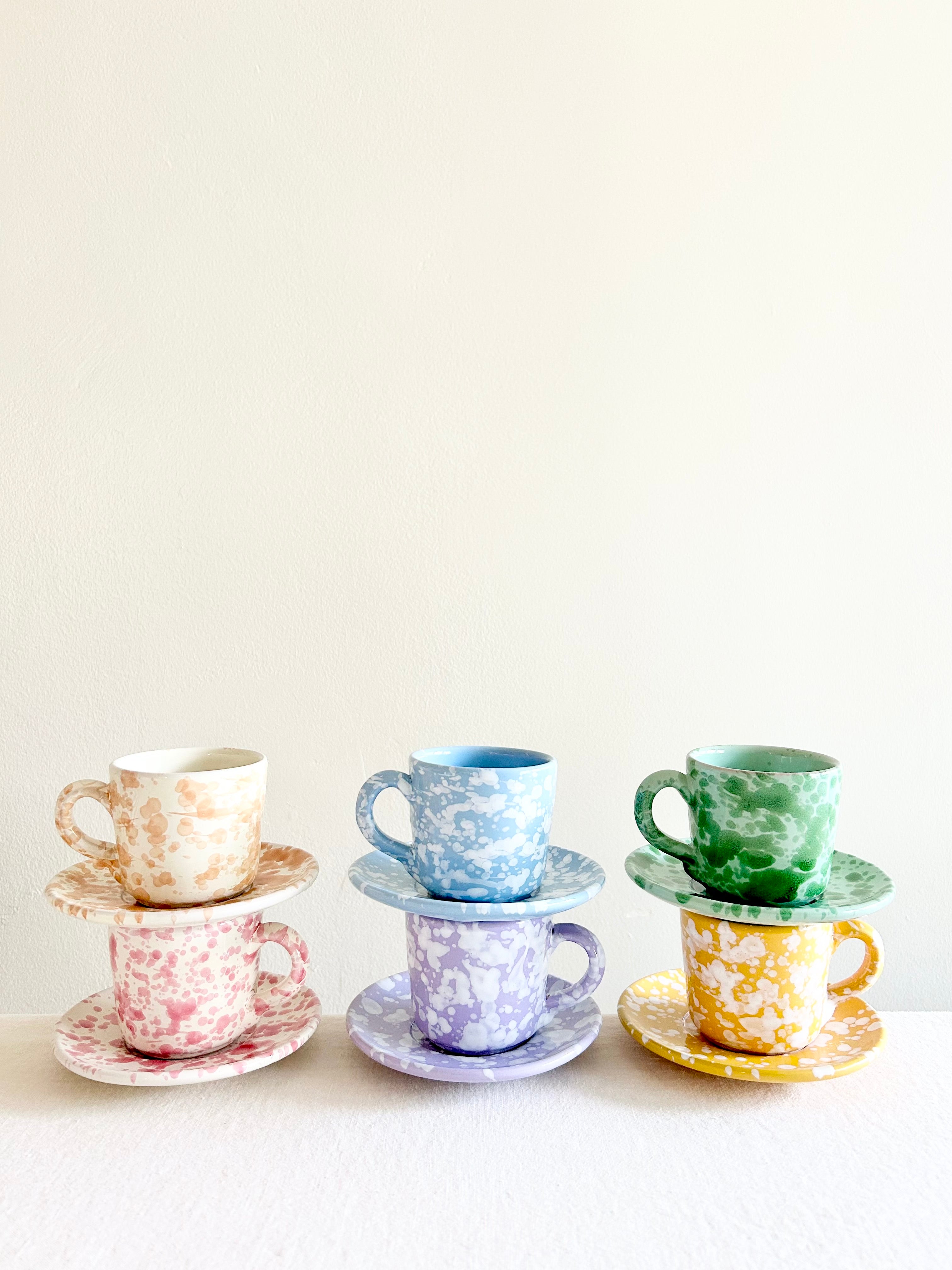 Pompeii Espresso Cup & Saucer - Jade - S/2