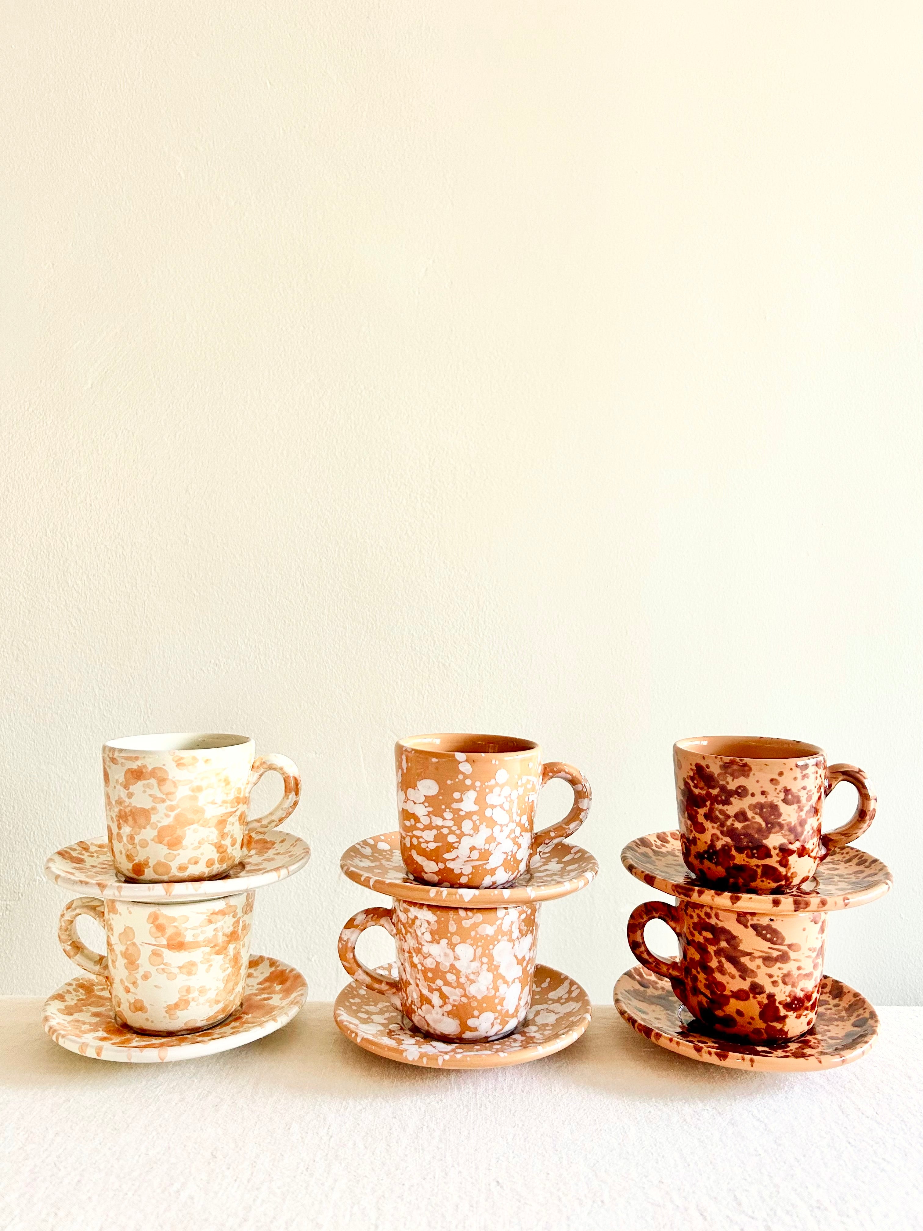 Pompeii Espresso Cup & Saucer - Sienna- S/2