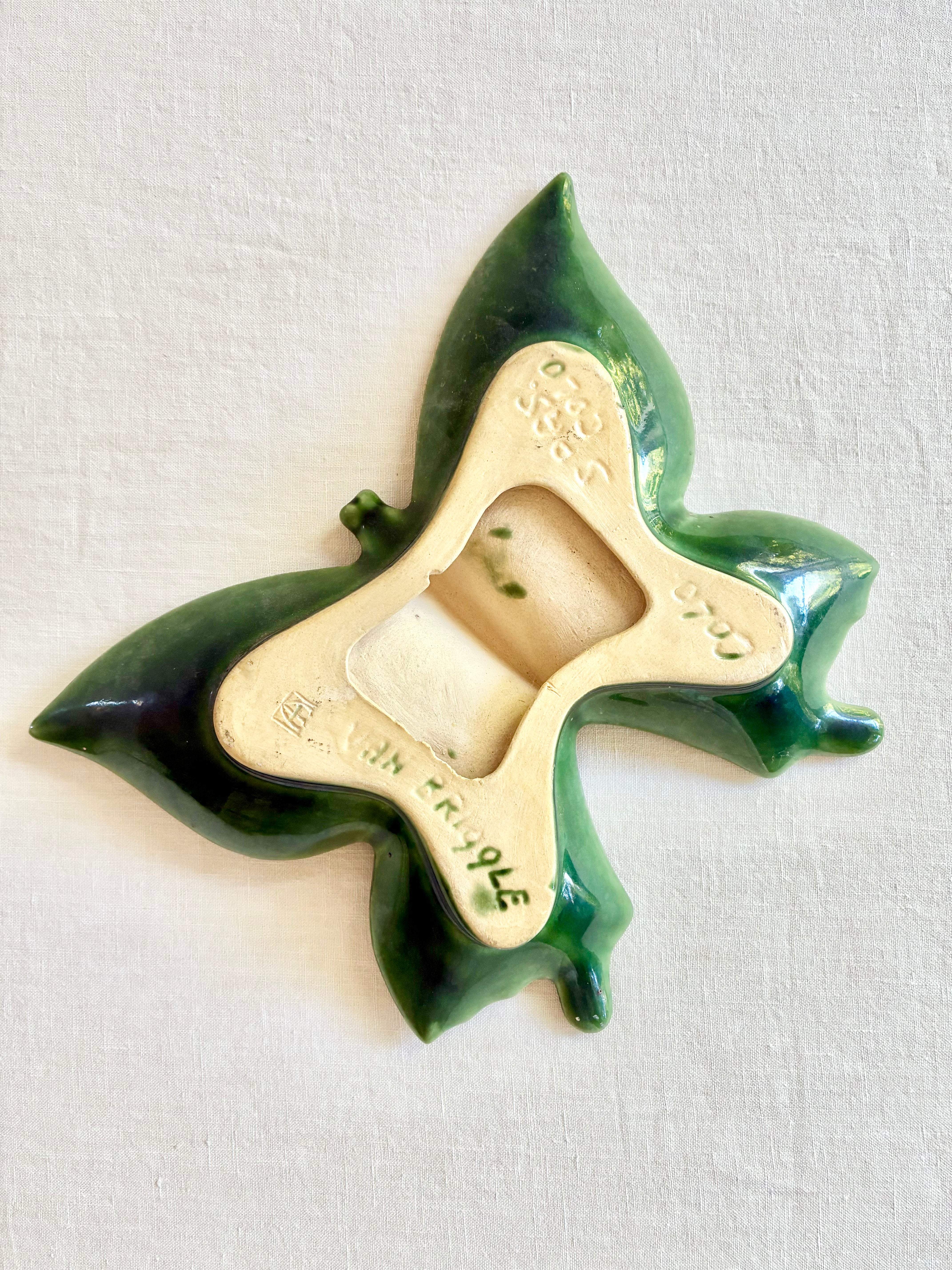 Historic Van Briggle Butterfly Vide Poche - Green