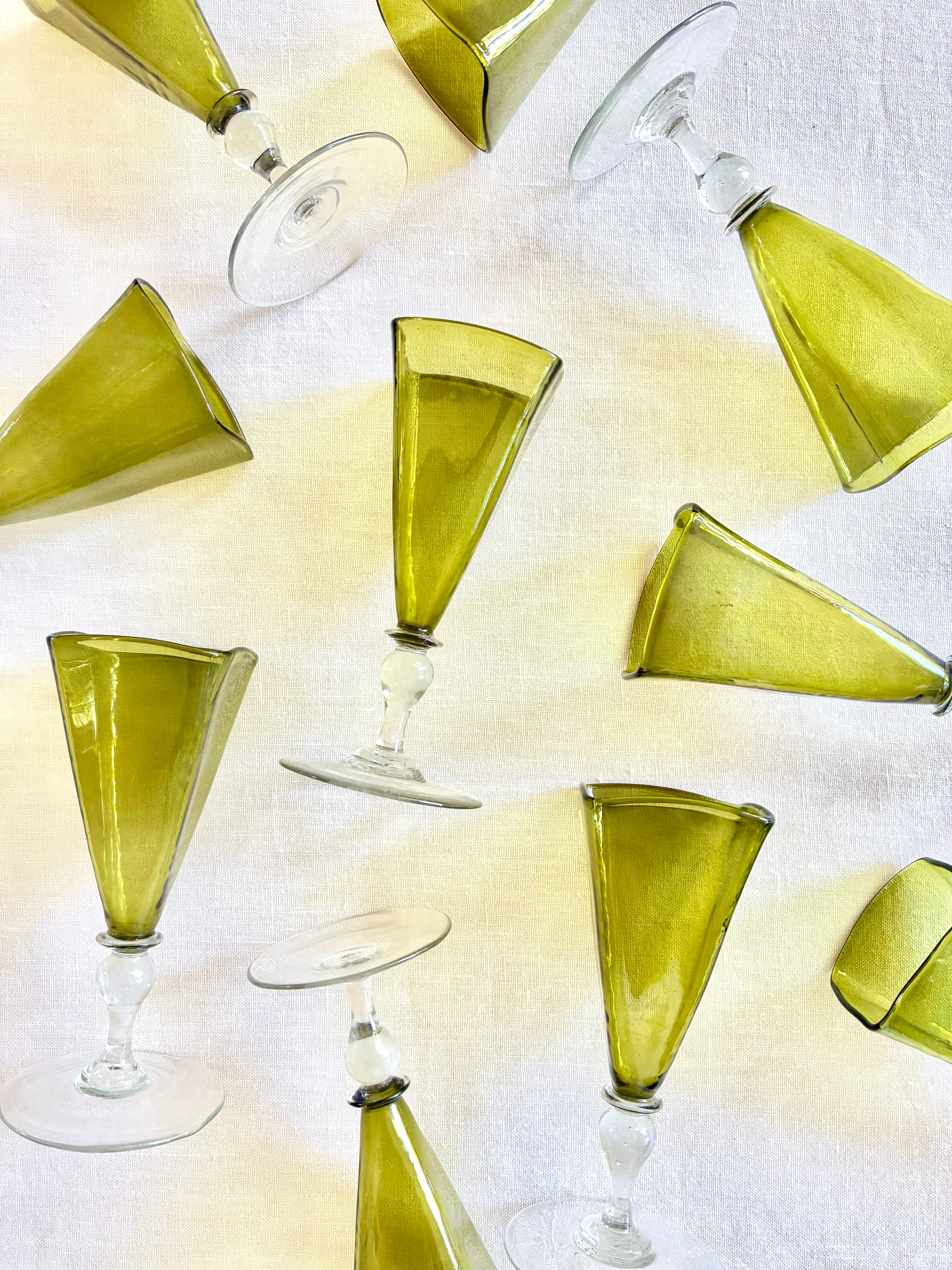 Historic Olive Cordial Goblets - S/10