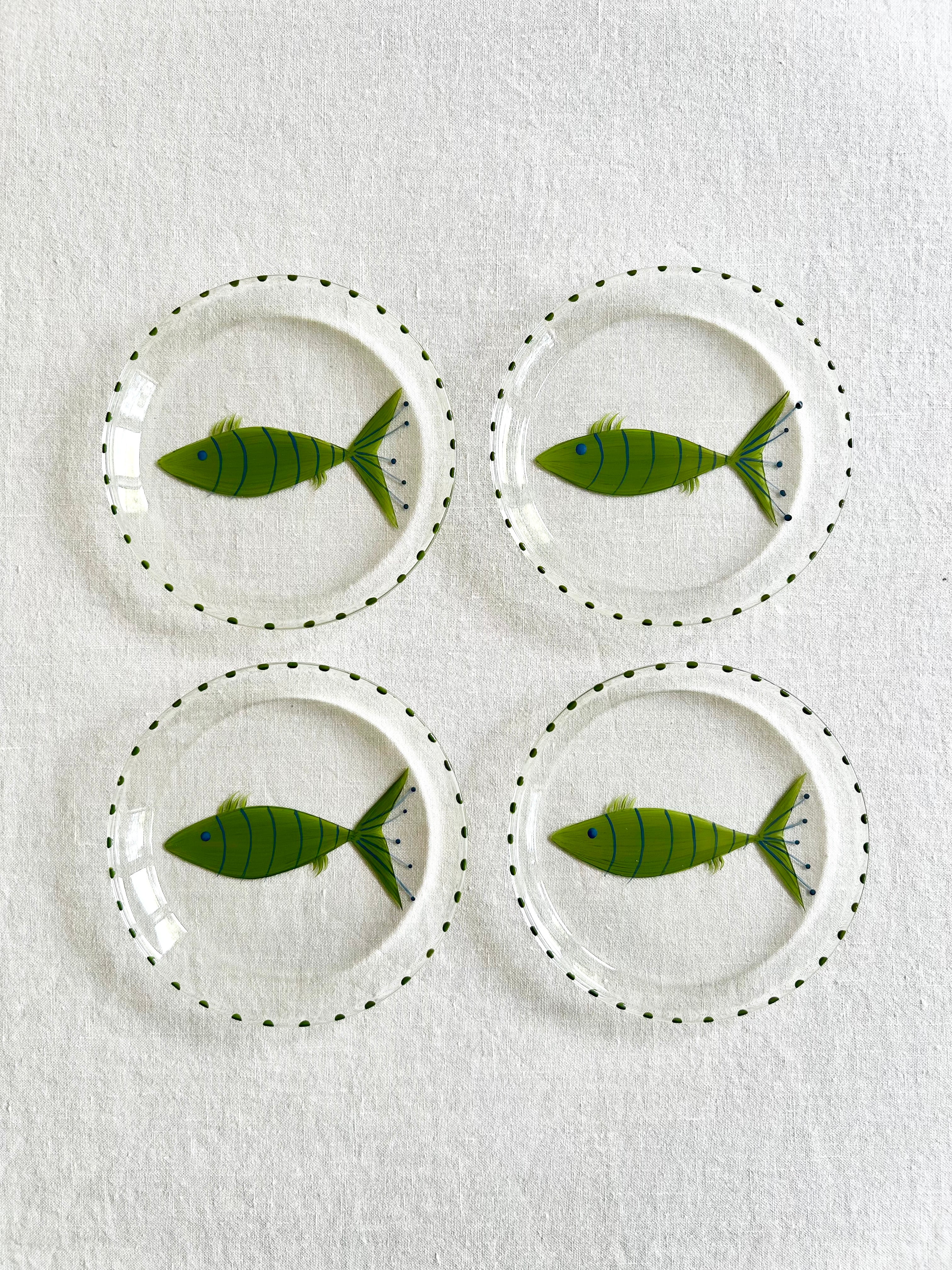 La Playa Bread Plate / Coasters S/4 - Green Stripe