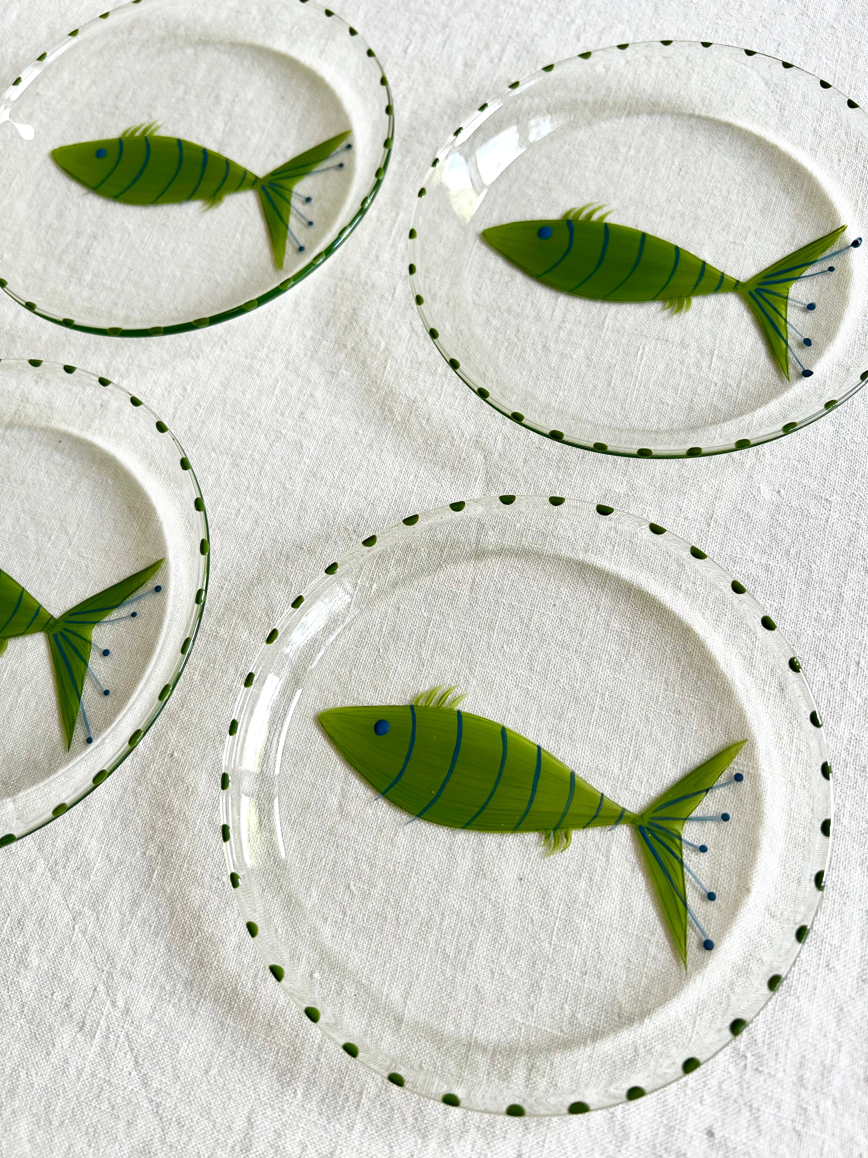 La Playa Bread Plate / Coasters S/4 - Green Stripe