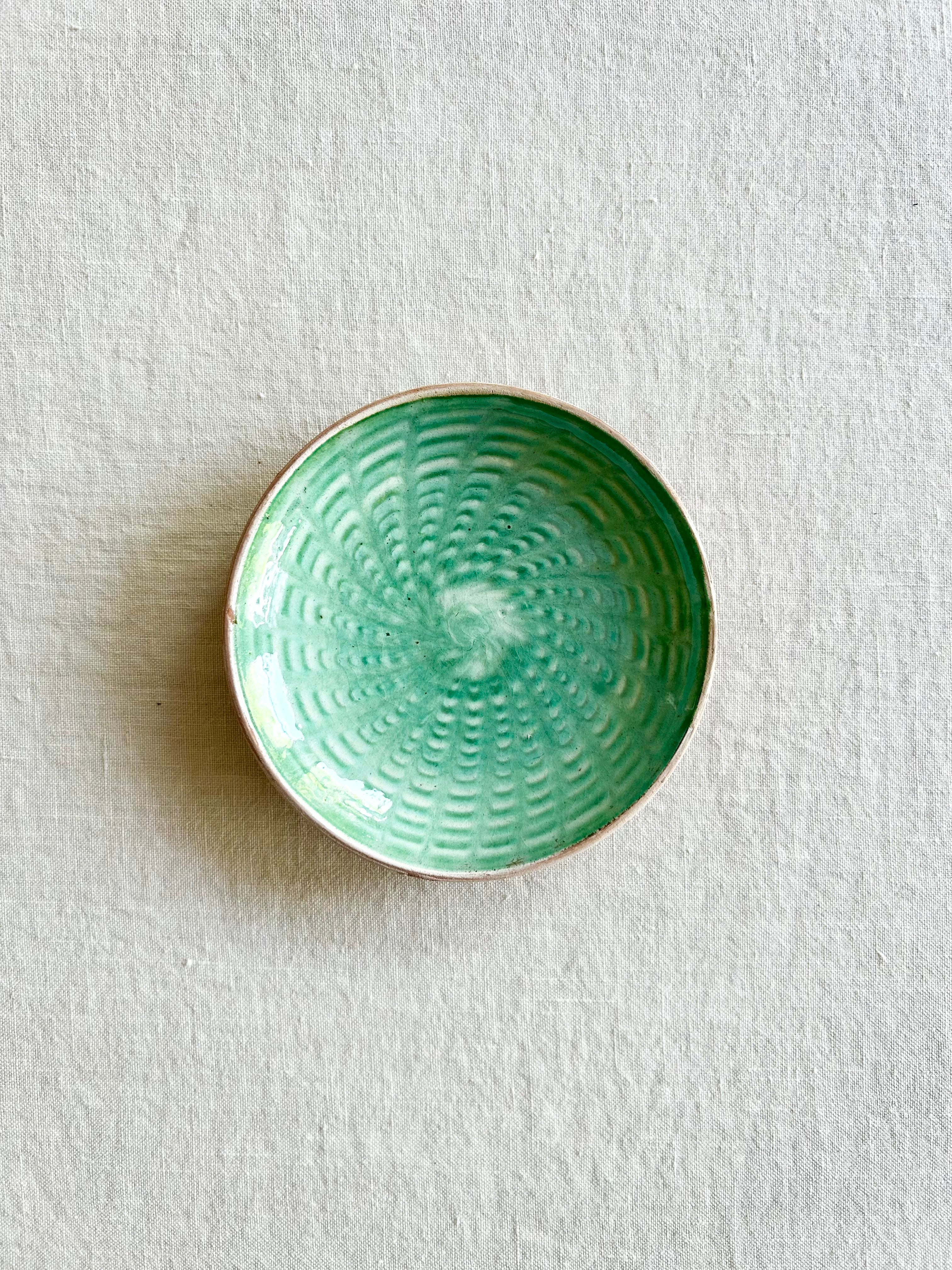 Romanian Peacock Snack plates 4" -Green S/4