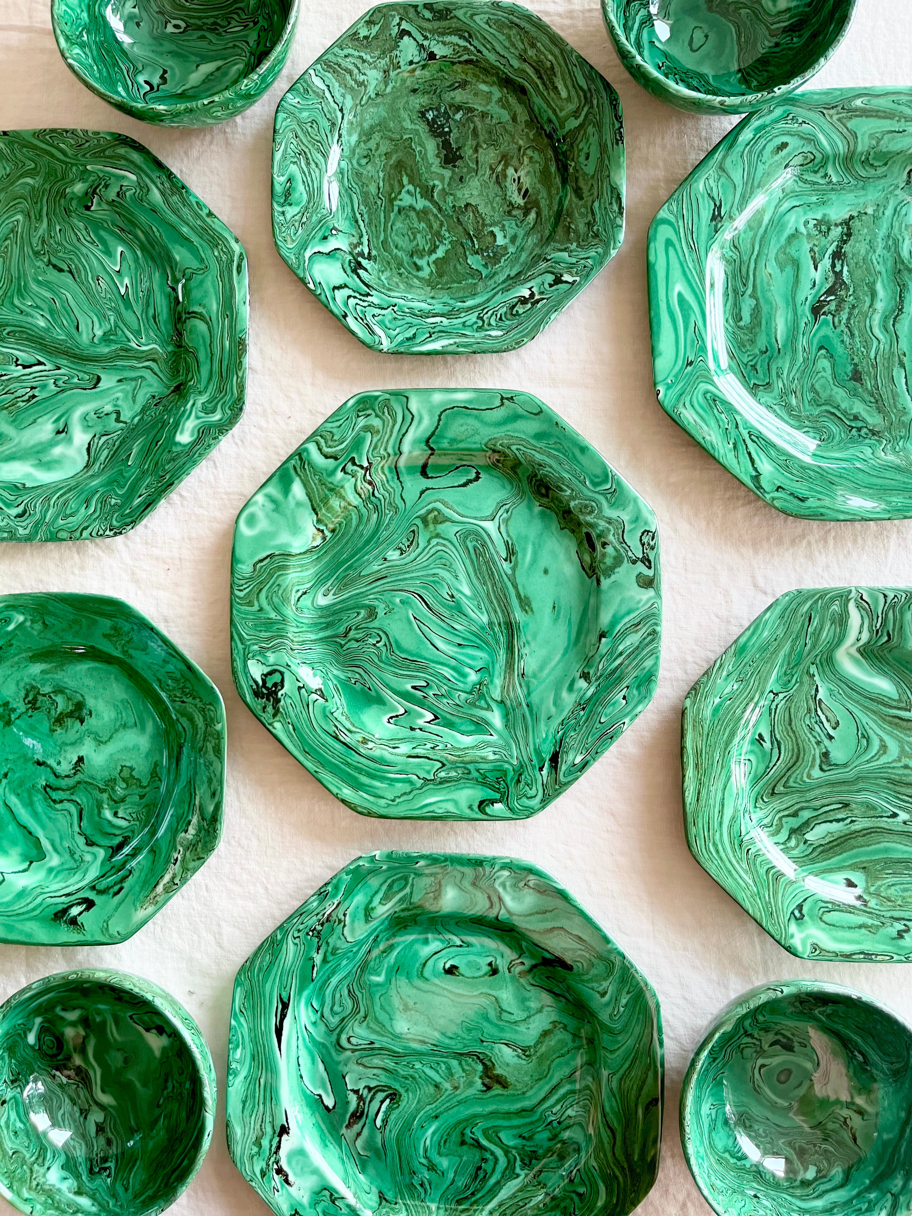 Terre Mêlée Octagon Salad Plate - Malachite