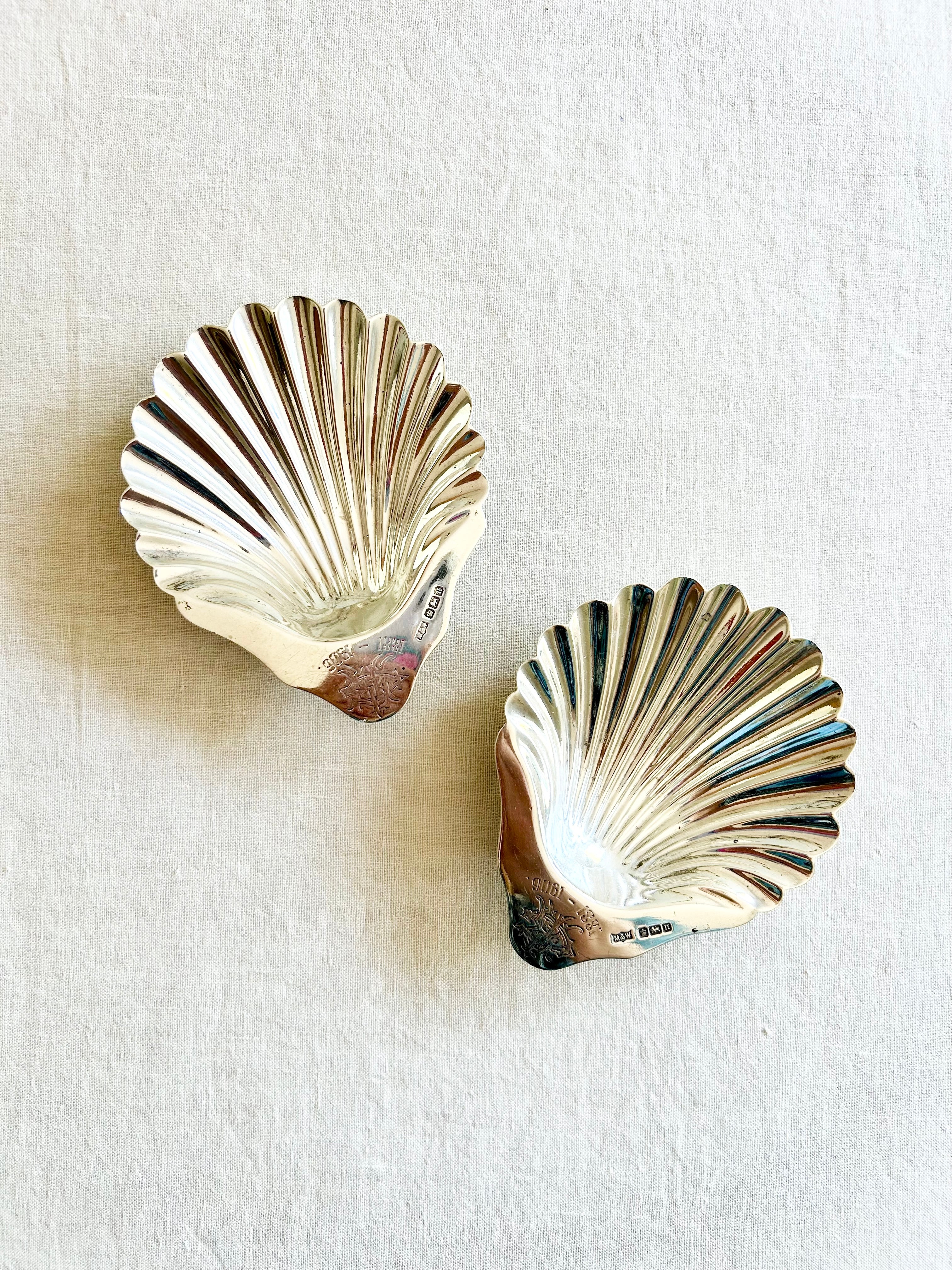 Historic Silver Edwardian Shell Butter Pats - S/2