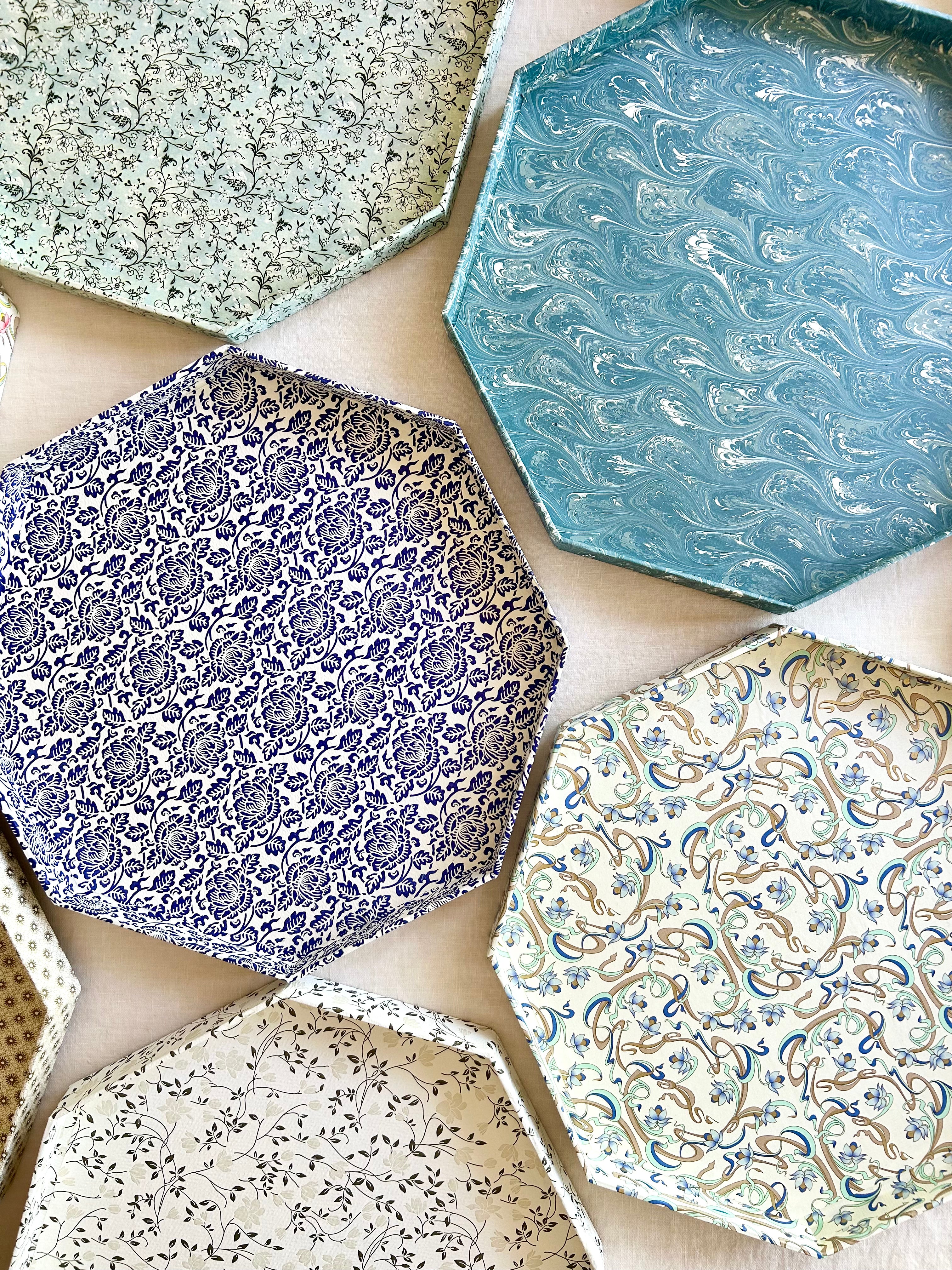 Octagon Italian Paper Tray - 12" Golden Chain