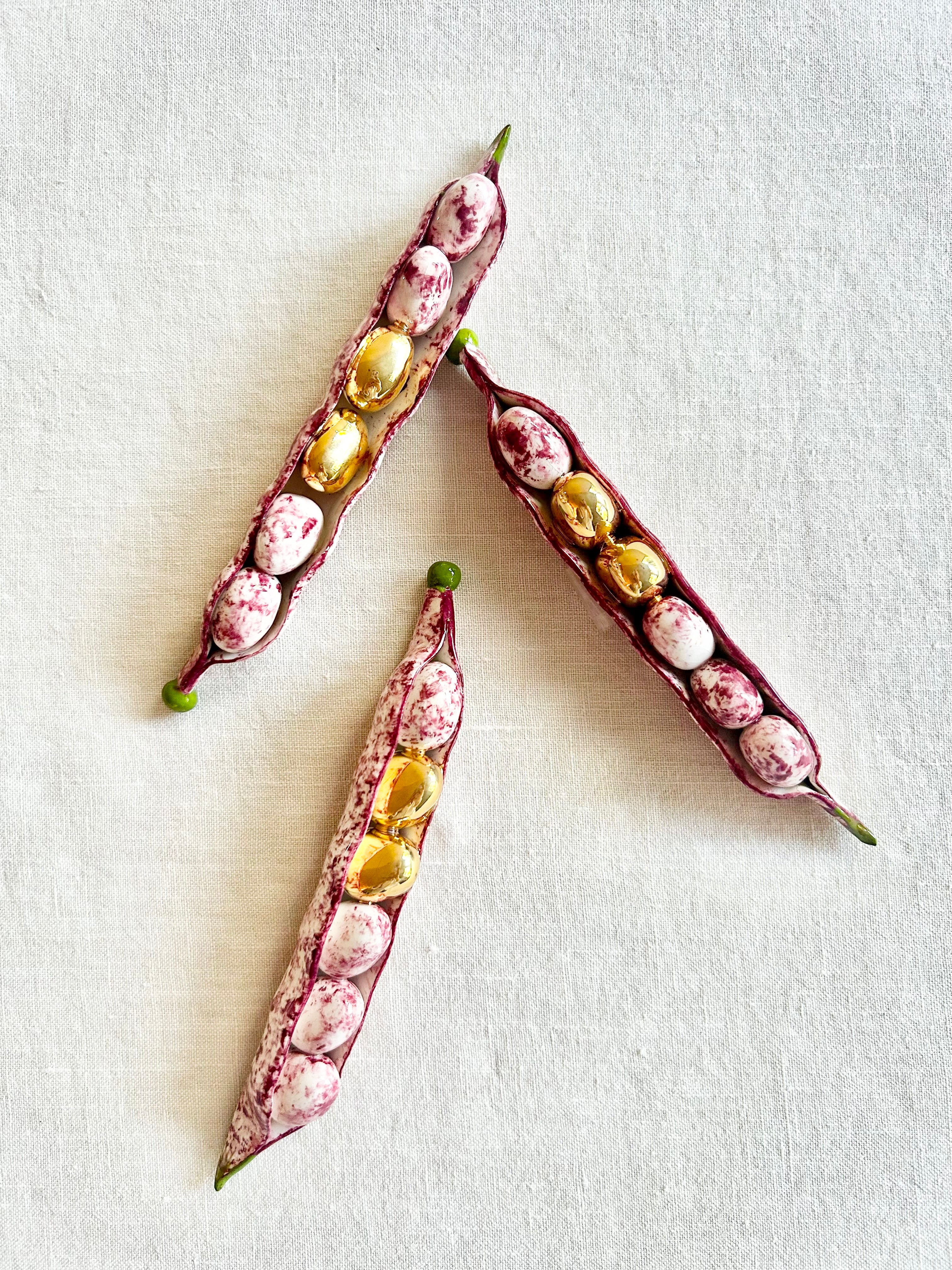 Borlotti Peapod Knife Rest/ Napkin Decor - S/3