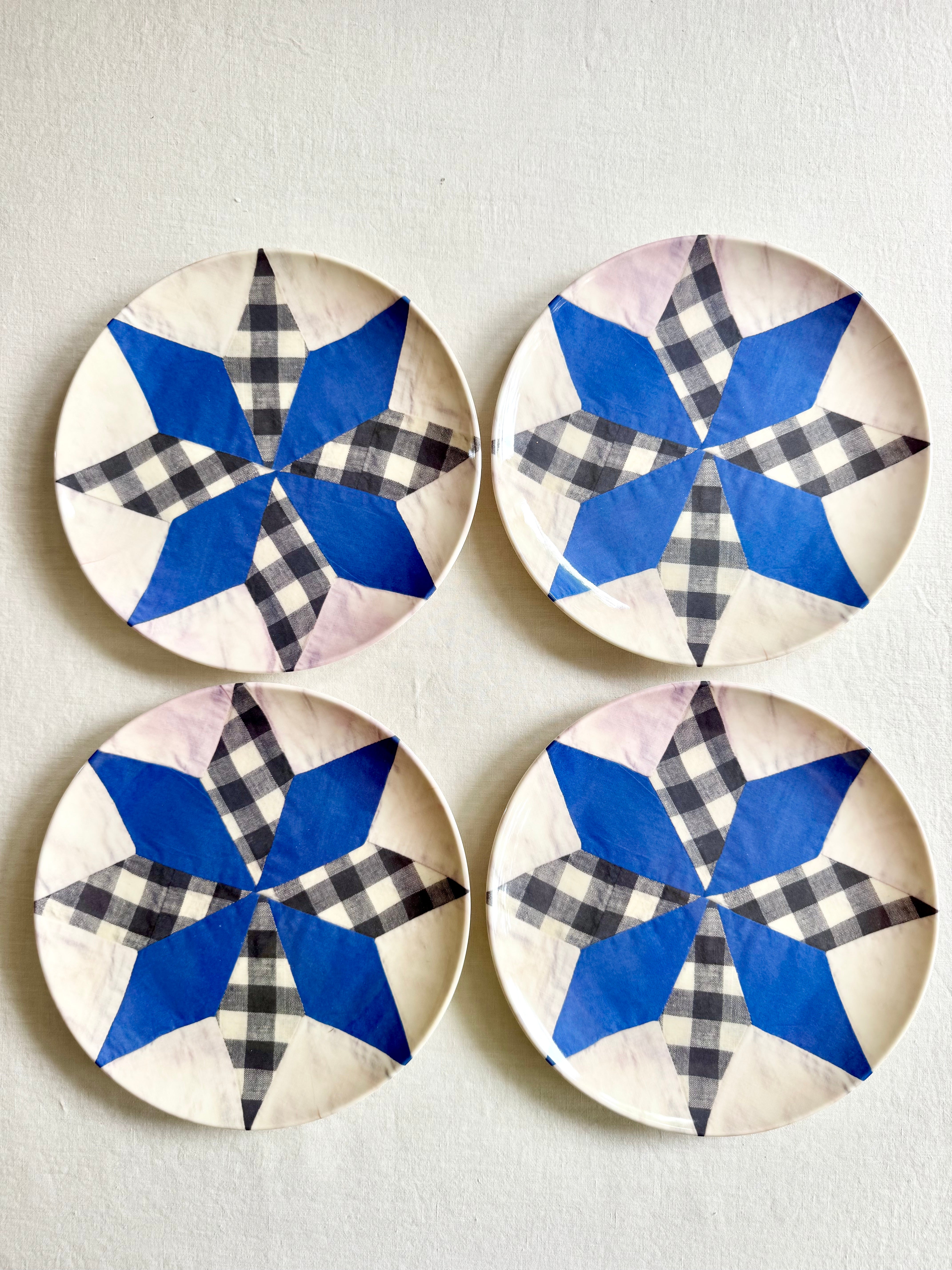 Quilted Kansas Melamine Dinner Plates - S/4