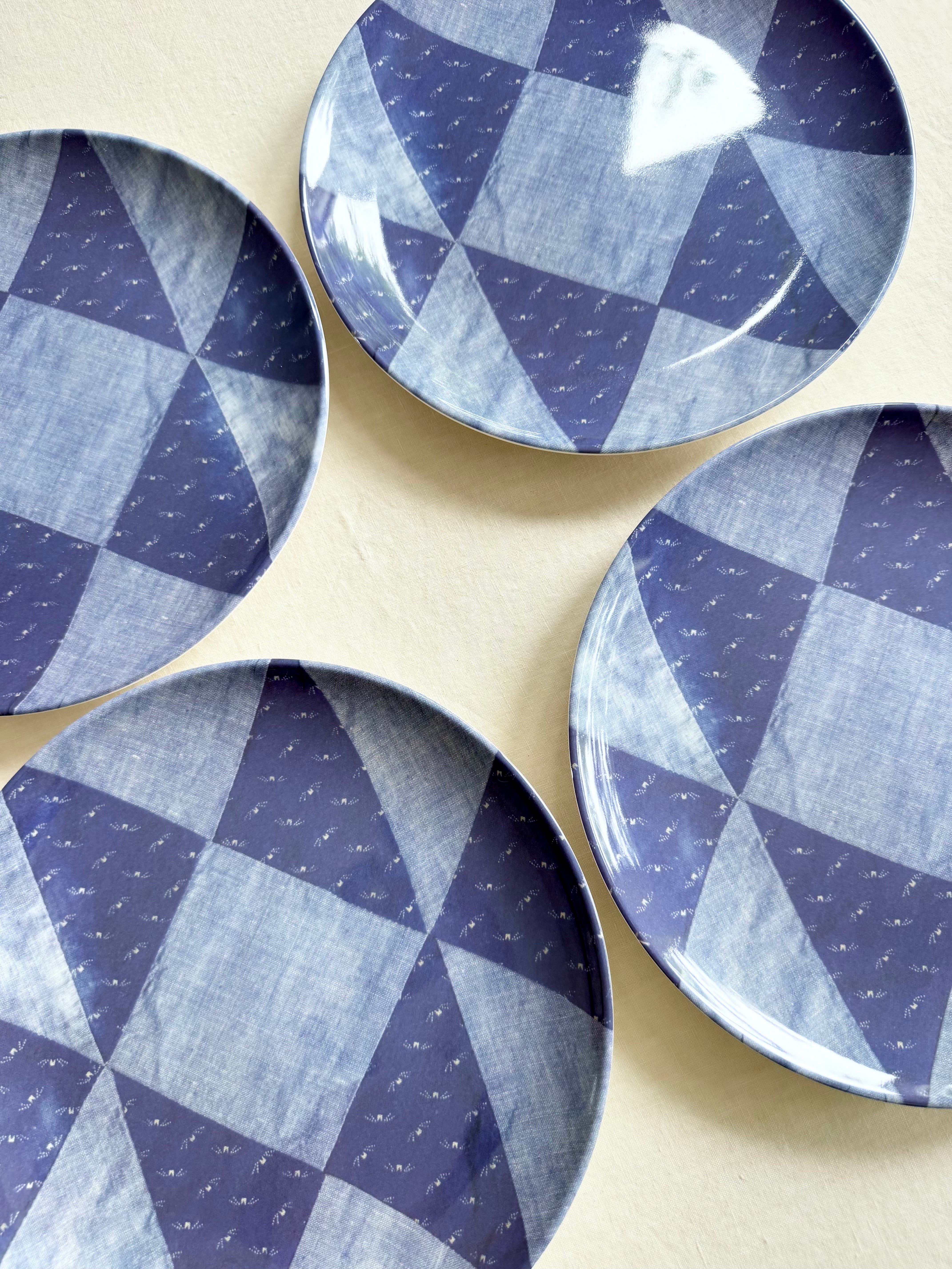 Quilted Nebraska Melamine Dinner Plates - S/4